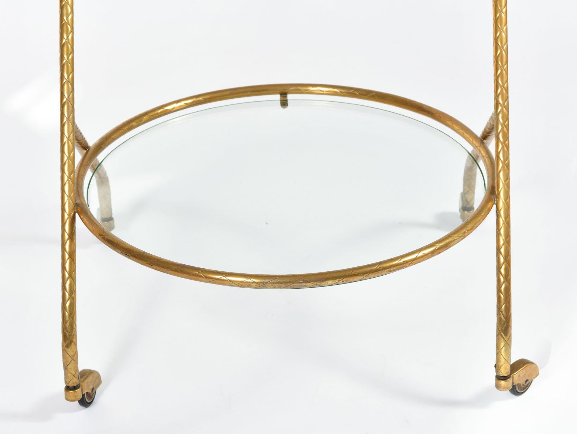 1950s Italian Brass Circular Bar Cart/Trolley In Good Condition In London, GB