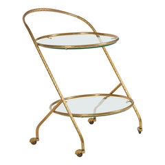 1950s Italian Brass Circular Bar Cart/Trolley