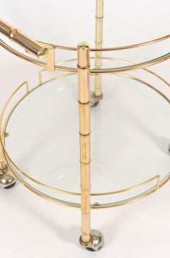 1950s Italian Brass Circular Drinks Trolley / Bar Cart