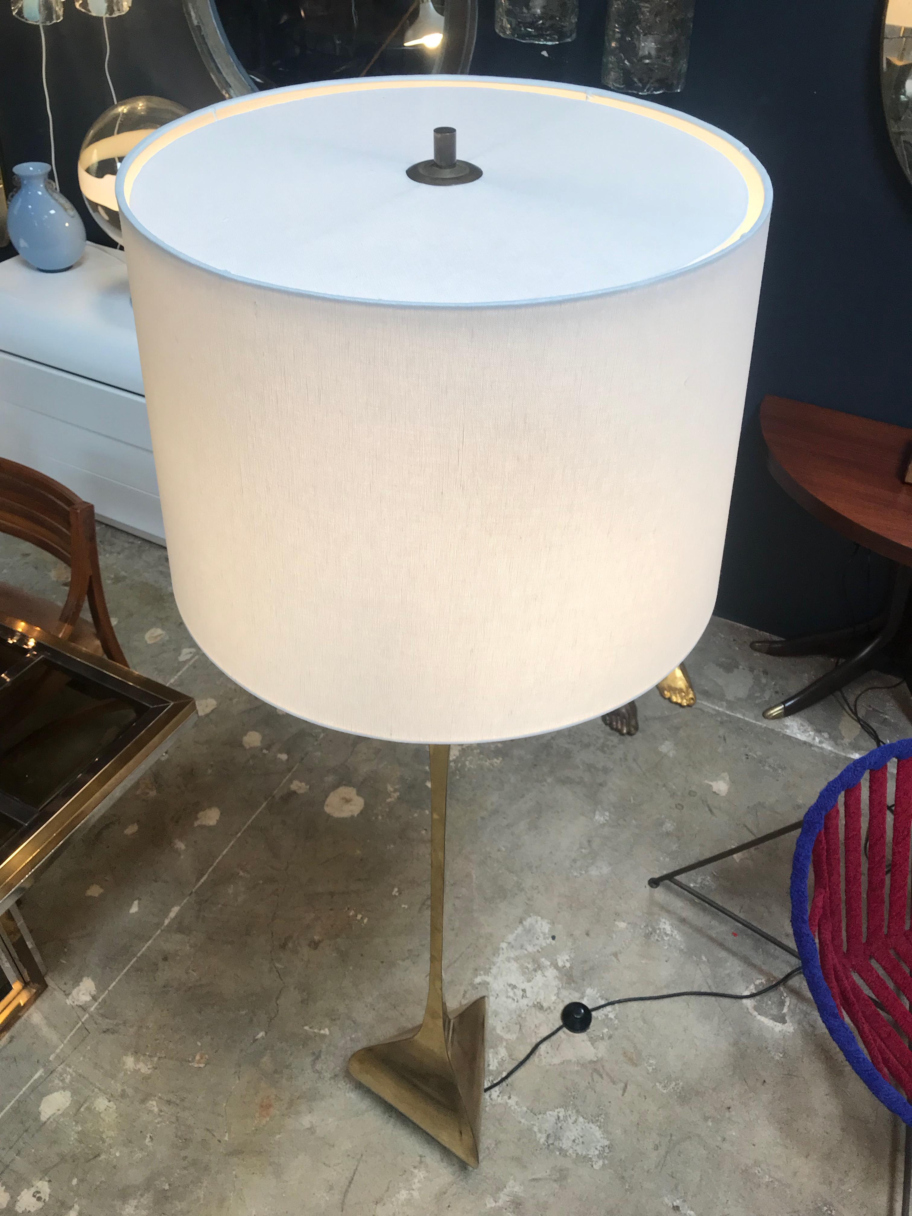 Mid-Century Modern Tonello & Montagna Grillo Italian Brass Floor Lamp on Sculptural Base 1972