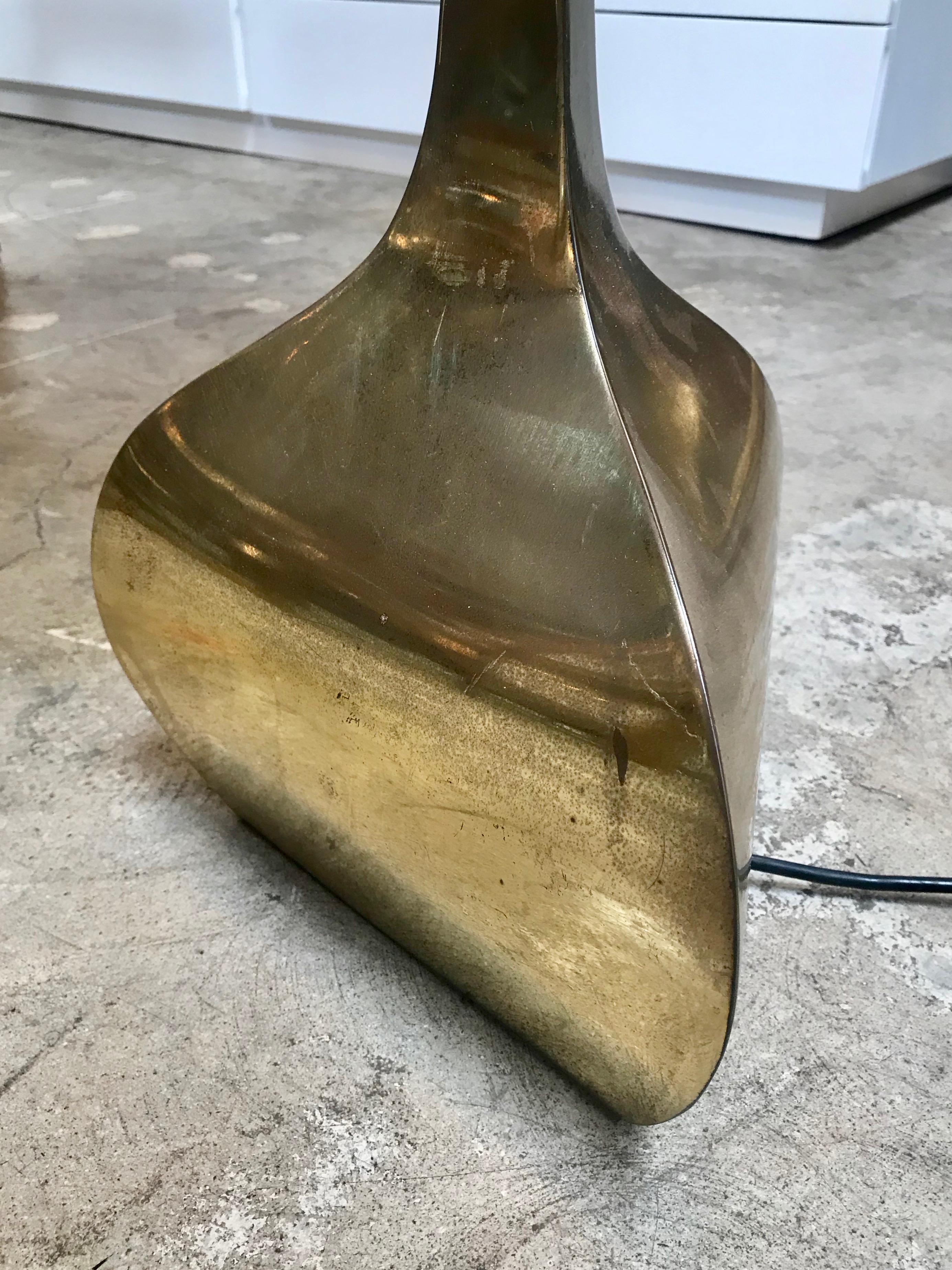 Anodized Tonello & Montagna Grillo Italian Brass Floor Lamp on Sculptural Base 1972