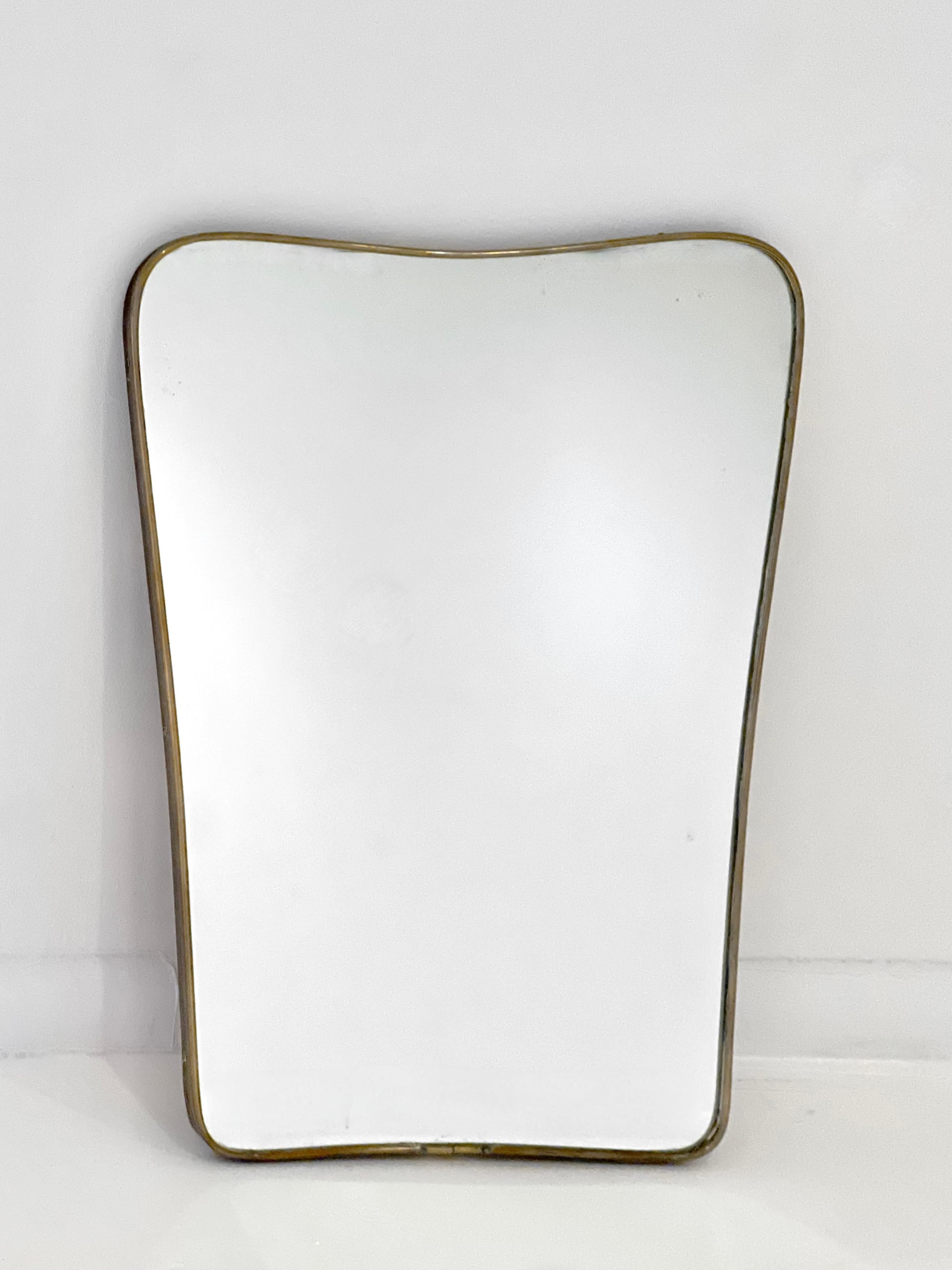Mid-Century Modern 1950's Italian Brass Frame Mirror
