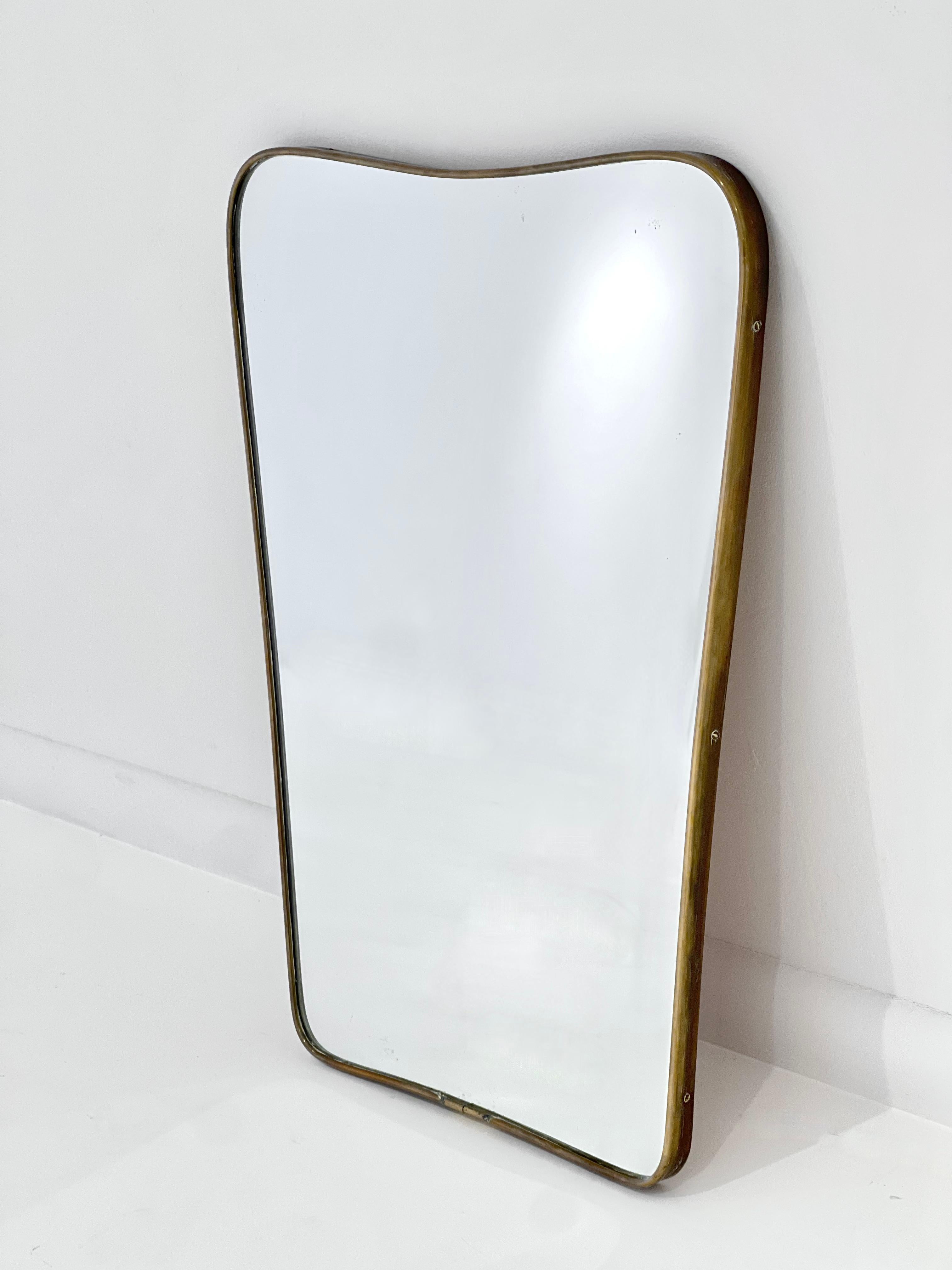 1950's Italian Brass Frame Mirror In Good Condition In New York, NY