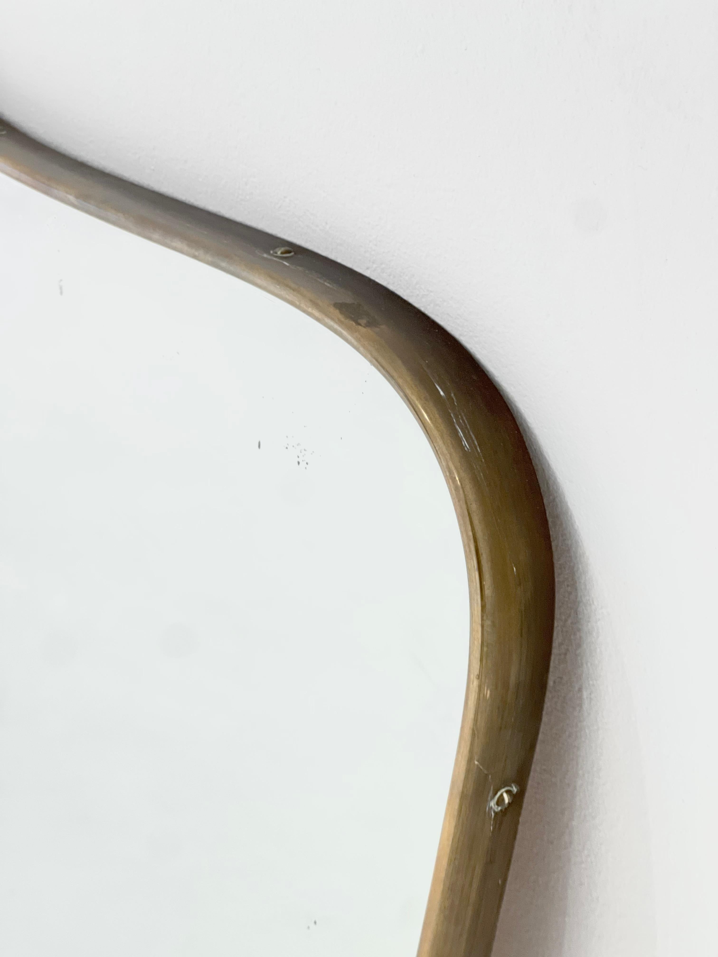 20th Century 1950's Italian Brass Frame Mirror