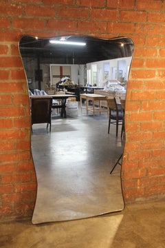 1950s Italian Brass Framed Full Length Wall Mirror