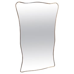 1950s Italian Brass Framed Full Length Wall Mirror
