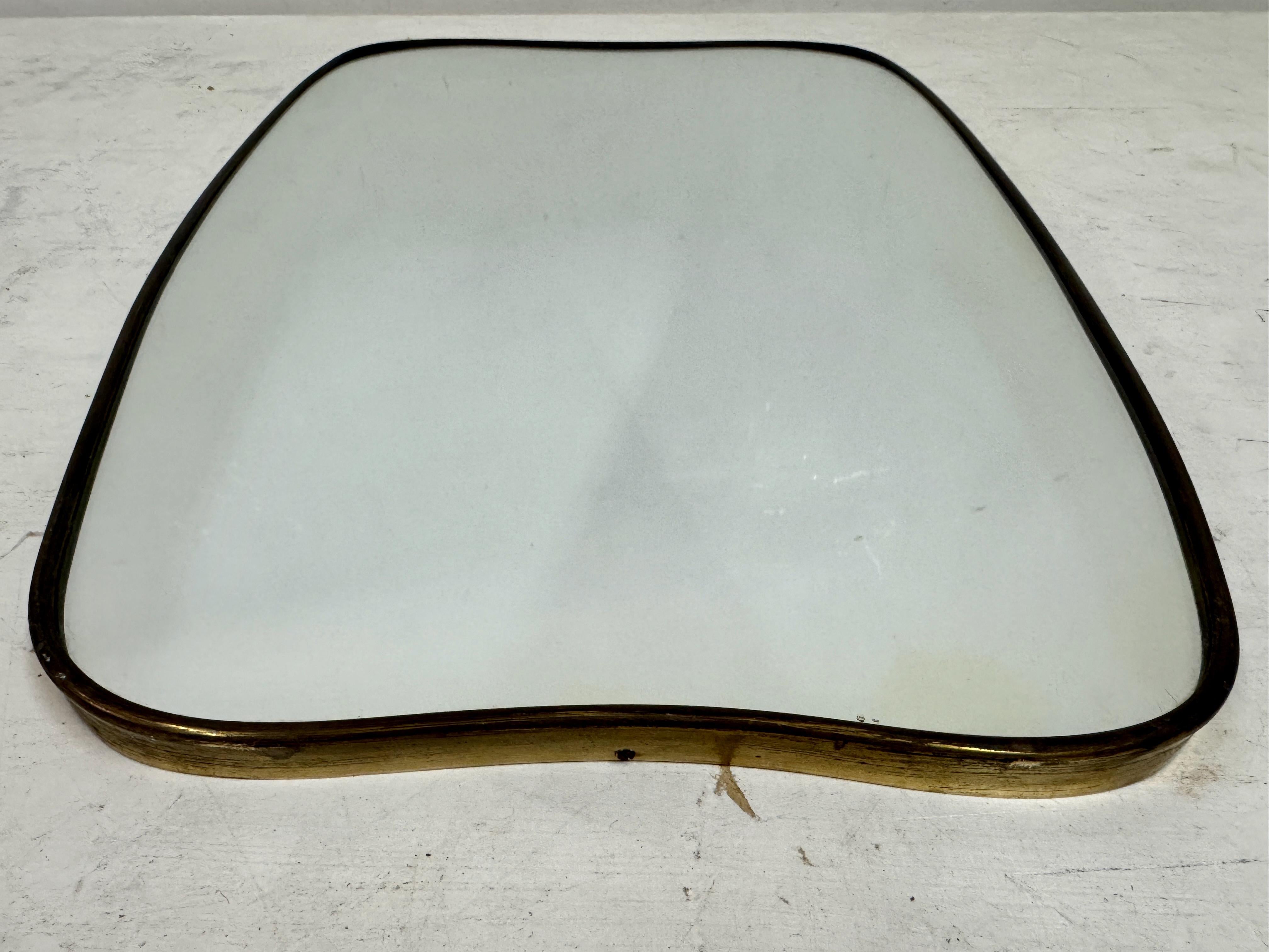 Mid-Century Modern 1950s Italian Brass Framed Mirror
