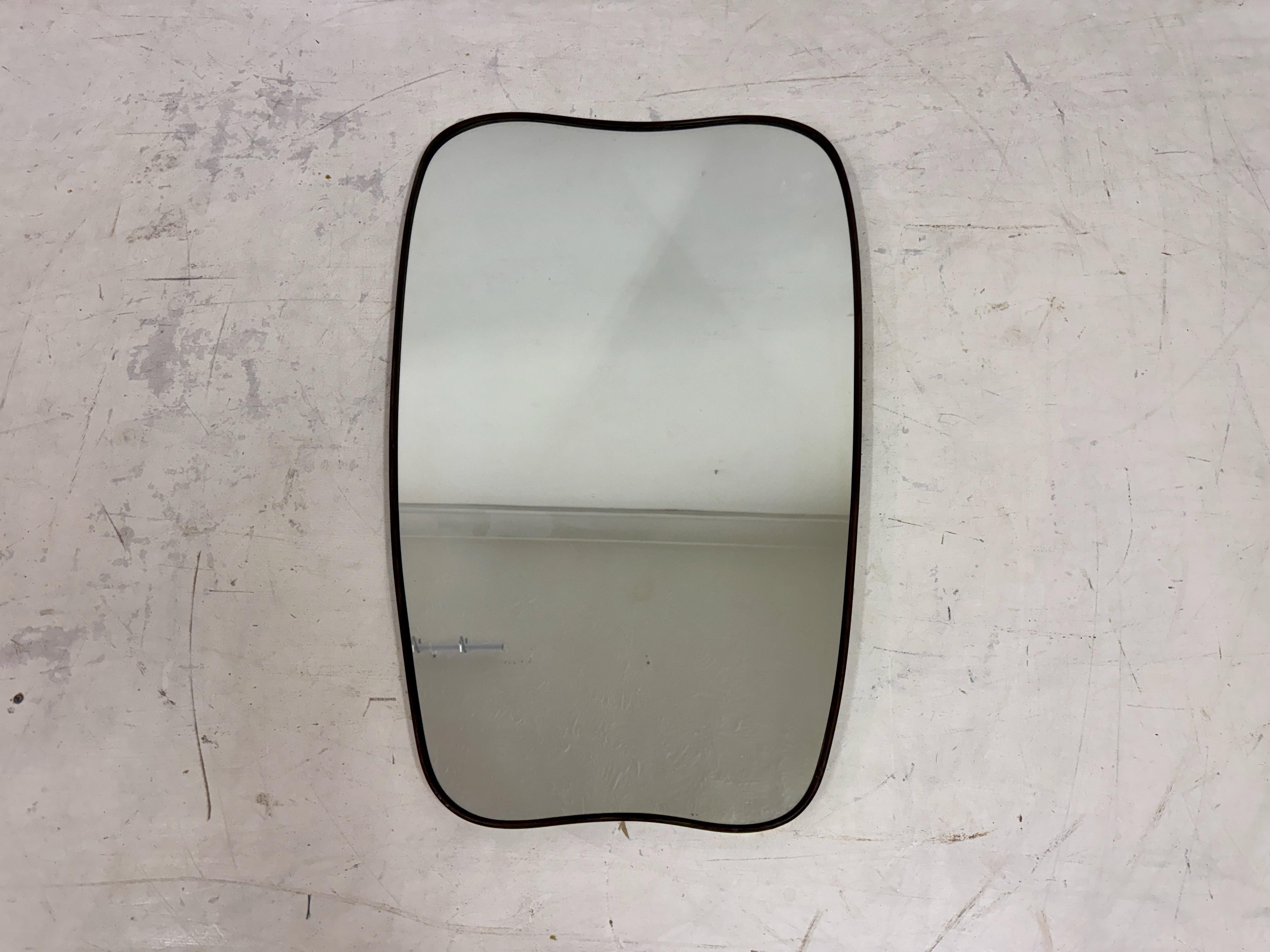 1950s Italian Brass Framed Mirror In Good Condition In London, London