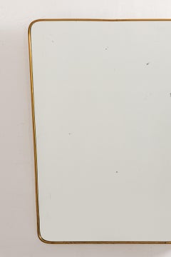 1950s Italian Brass Framed Mirror in the style of Gio Ponti