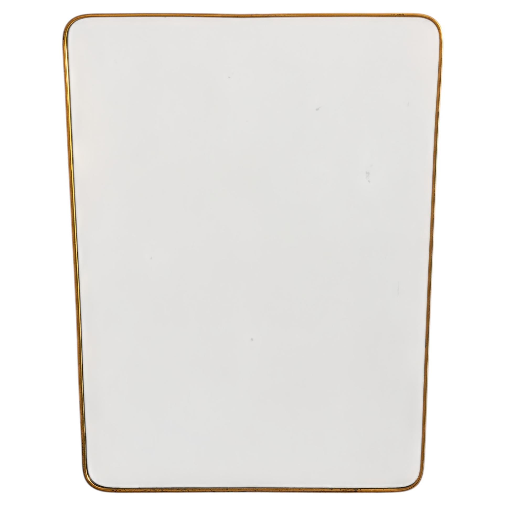 1950s Italian Brass Framed Mirror in the style of Gio Ponti