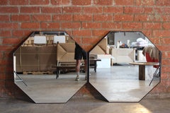 1950s Italian Brass Framed Octagonal Mirrors, a Pair