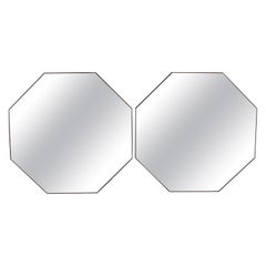 1950s Italian Brass Framed Octagonal Mirrors, a Pair