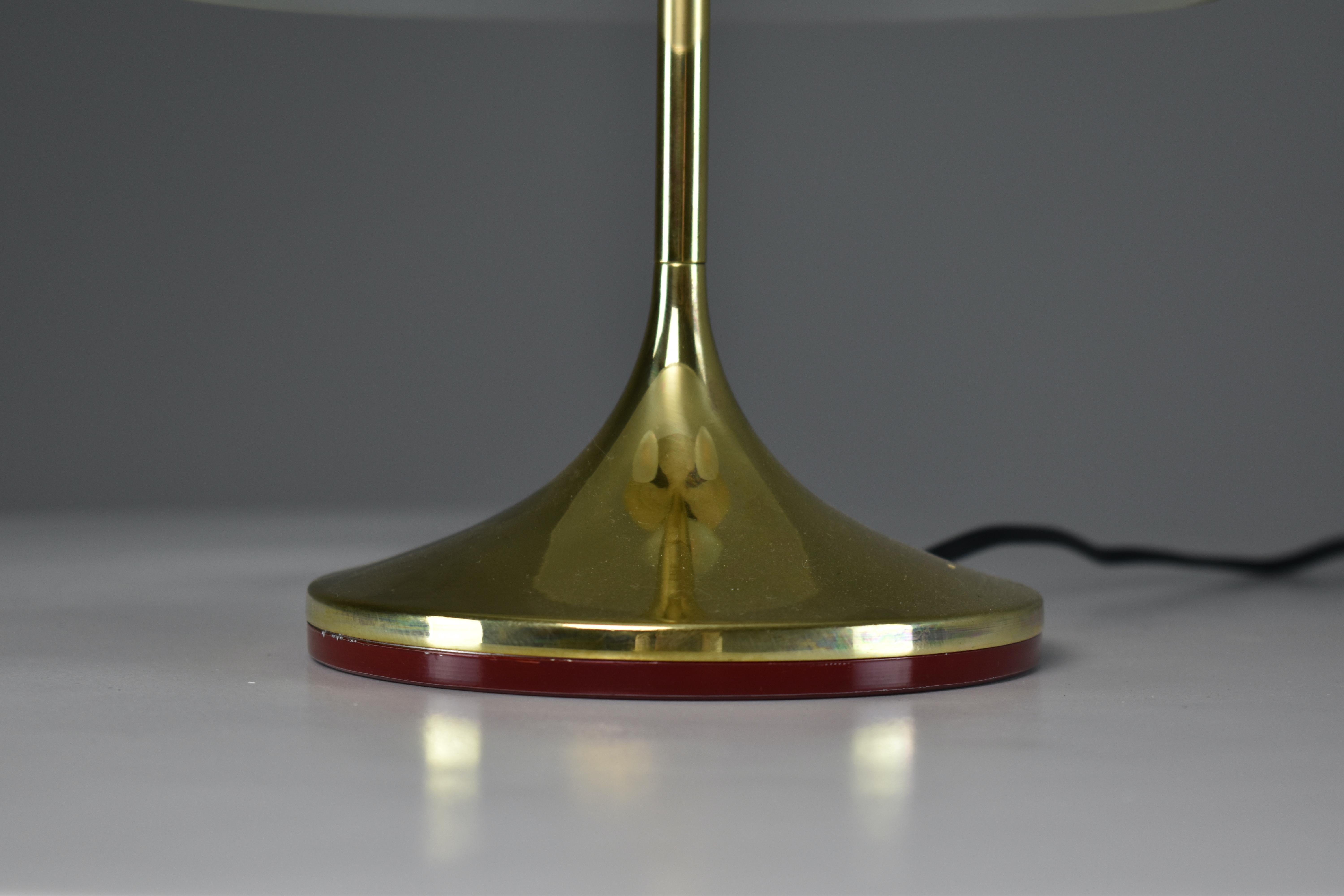Aluminum 1950's Italian Brass Glass Table Lamp