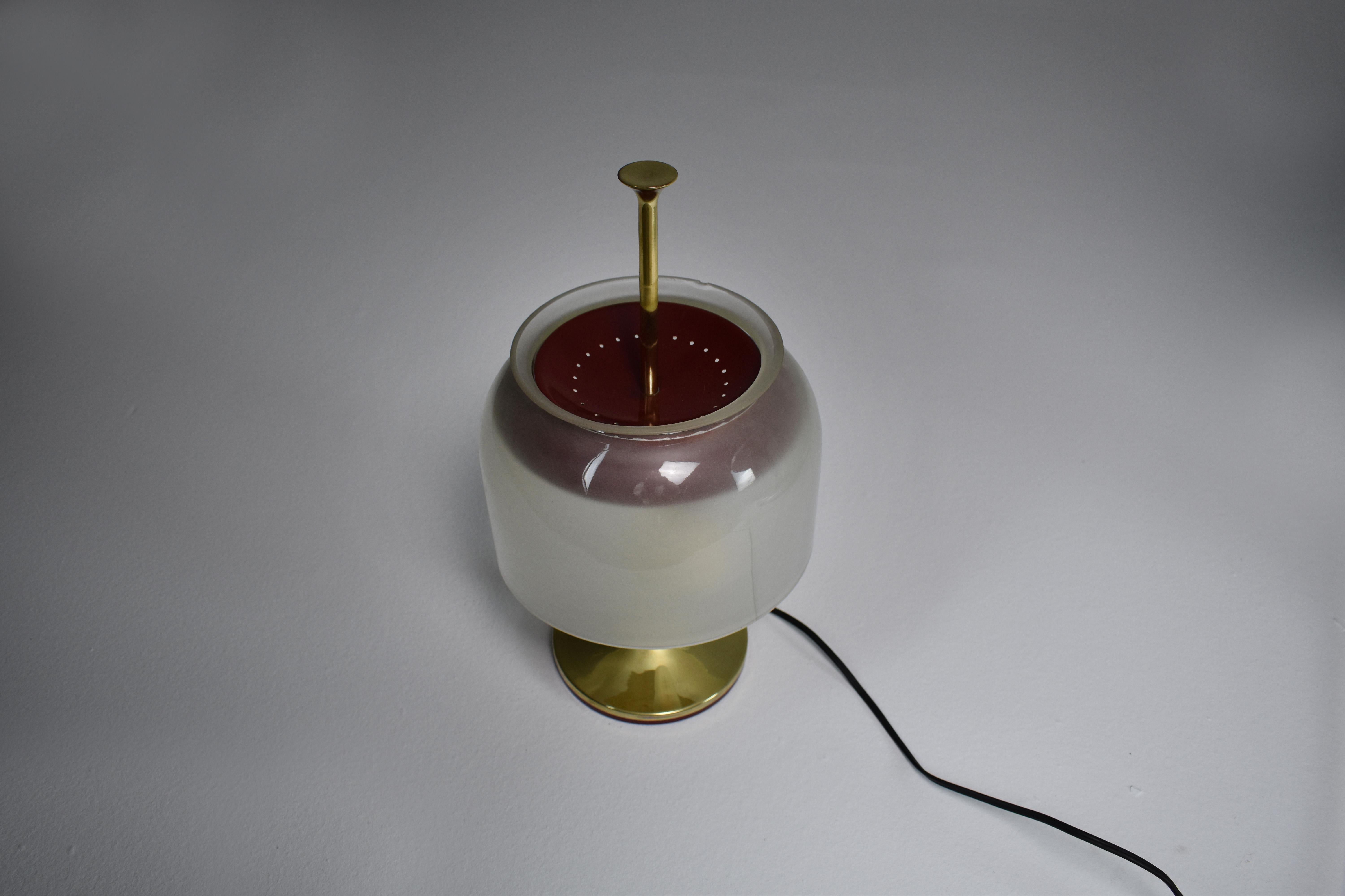 1950's Italian Brass Glass Table Lamp 3