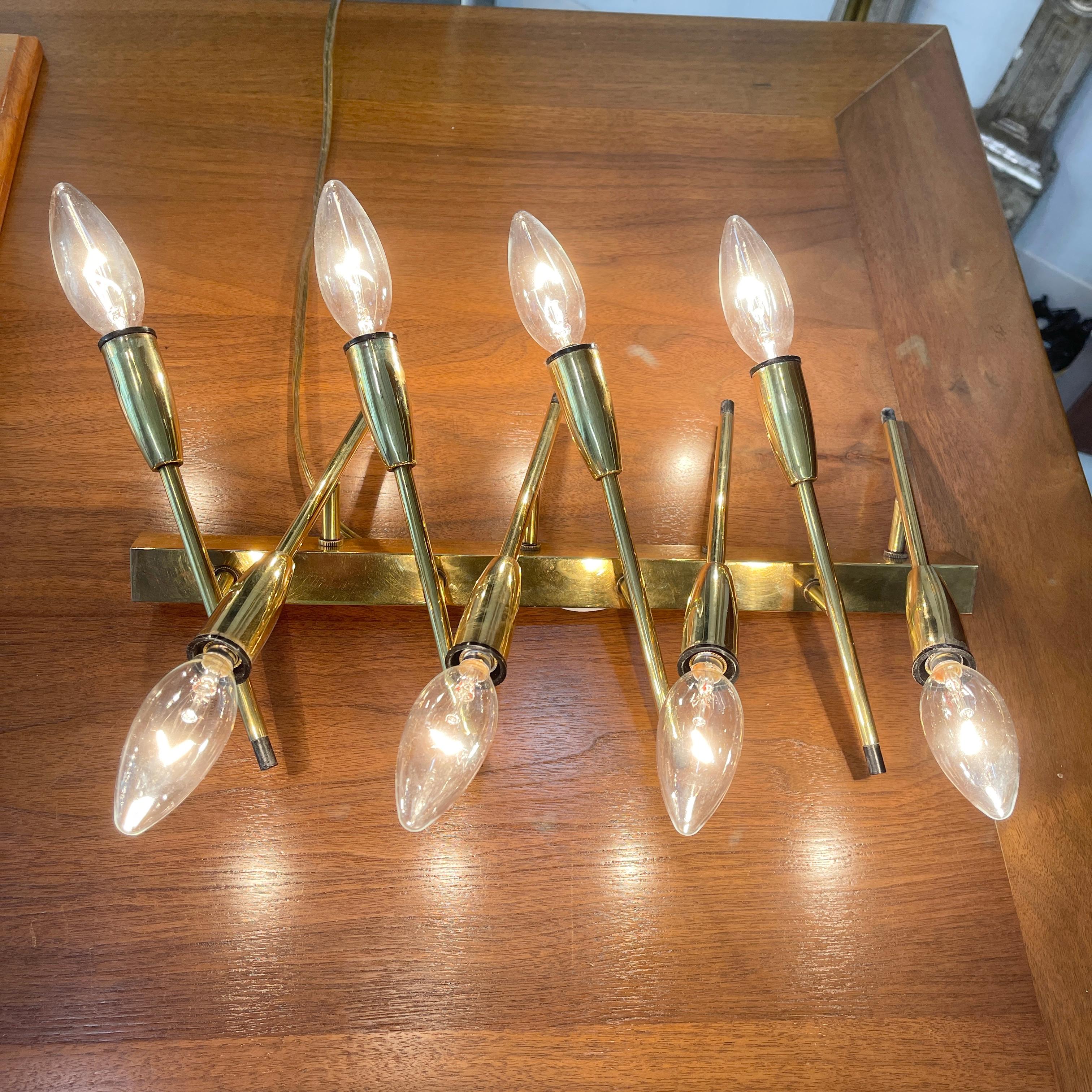 1950s Italian Brass Linear Wall Lamp For Sale 7