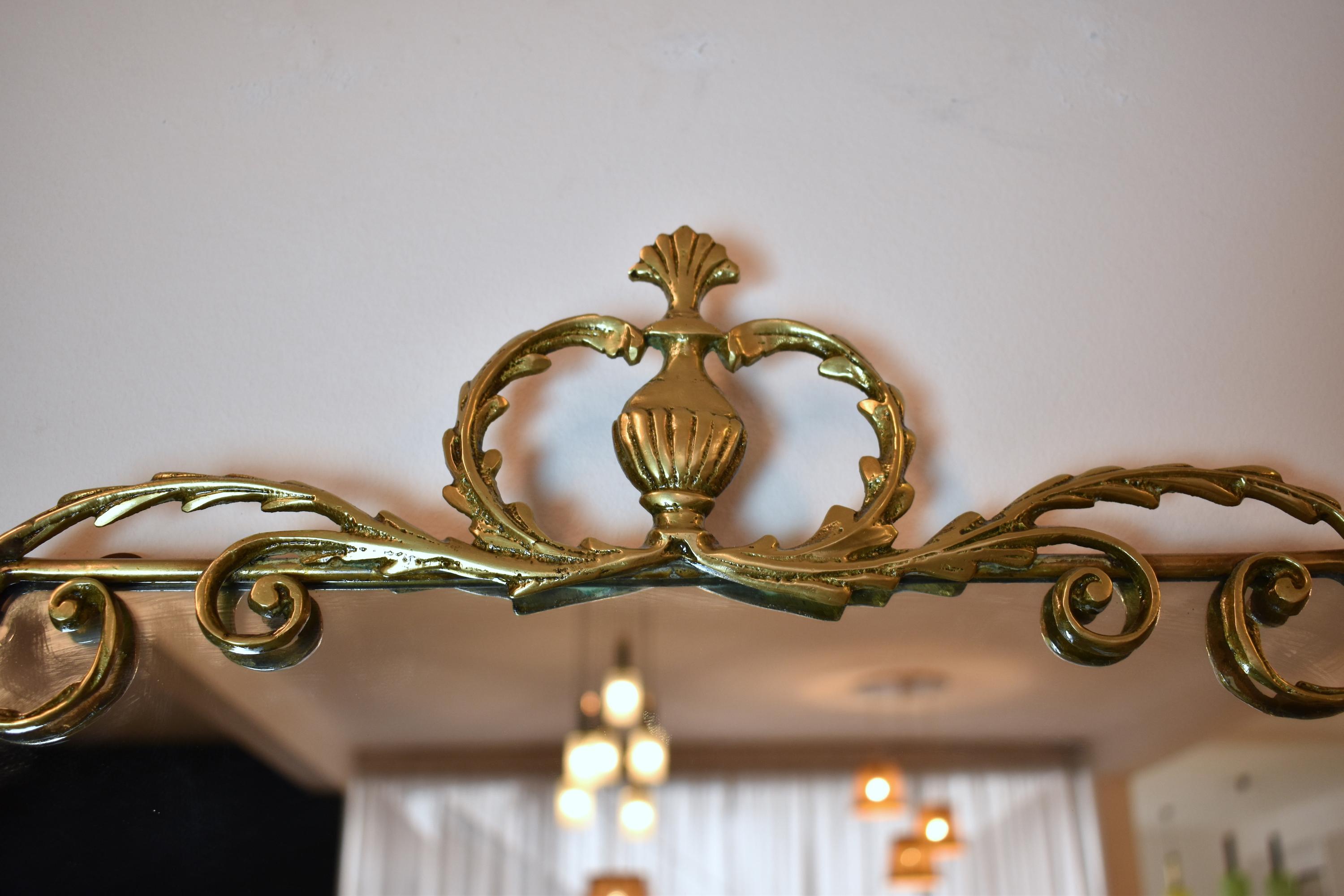 1950's Italian Brass Marble Console with Mirror For Sale 5