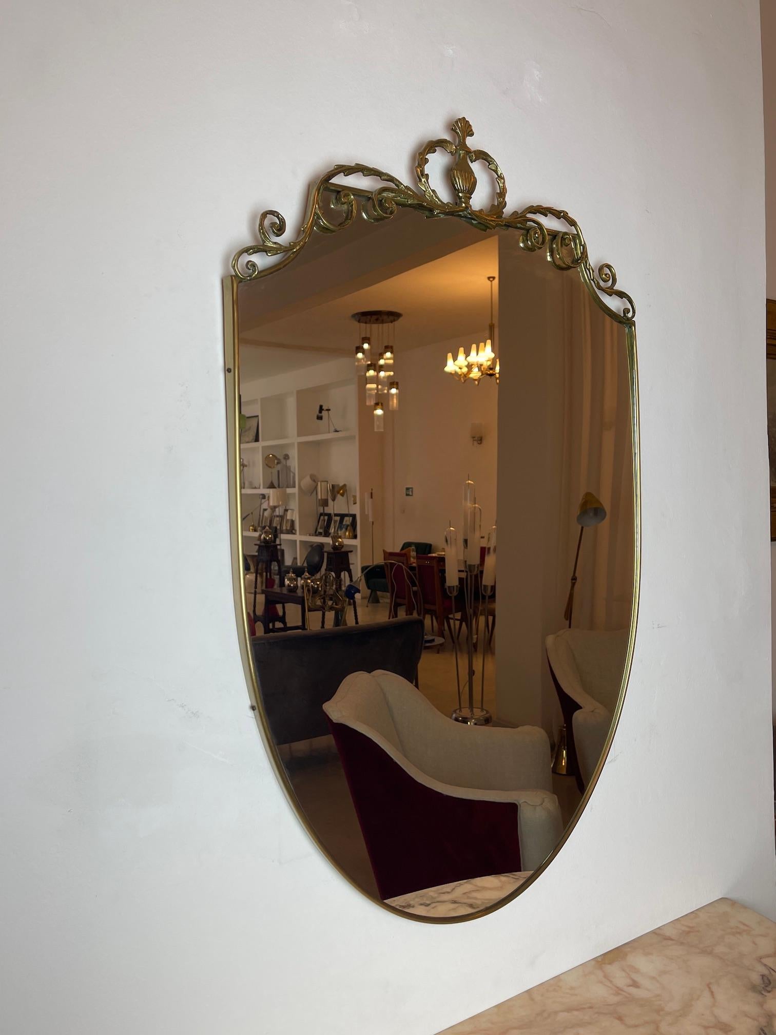 1950's Italian Brass Marble Console with Mirror For Sale 7