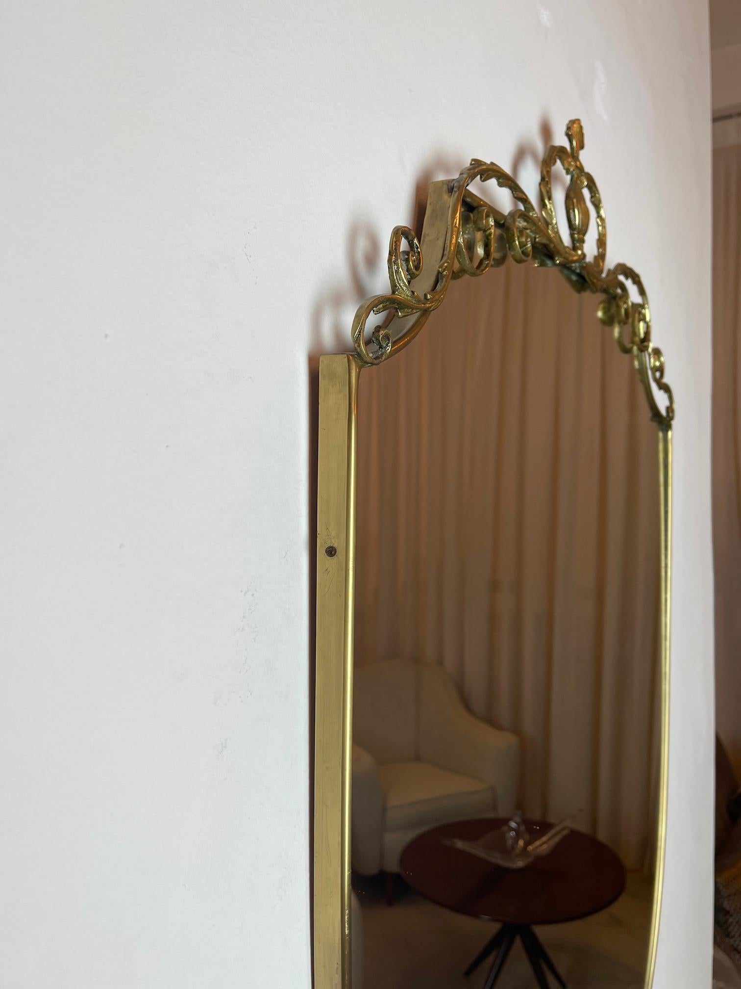 1950's Italian Brass Marble Console with Mirror  For Sale 8