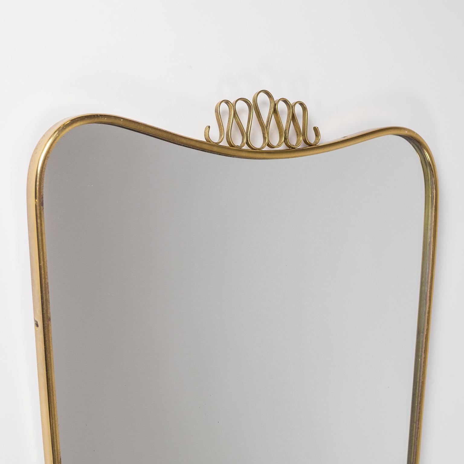 Mid-Century Modern 1950s Italian Brass Mirror