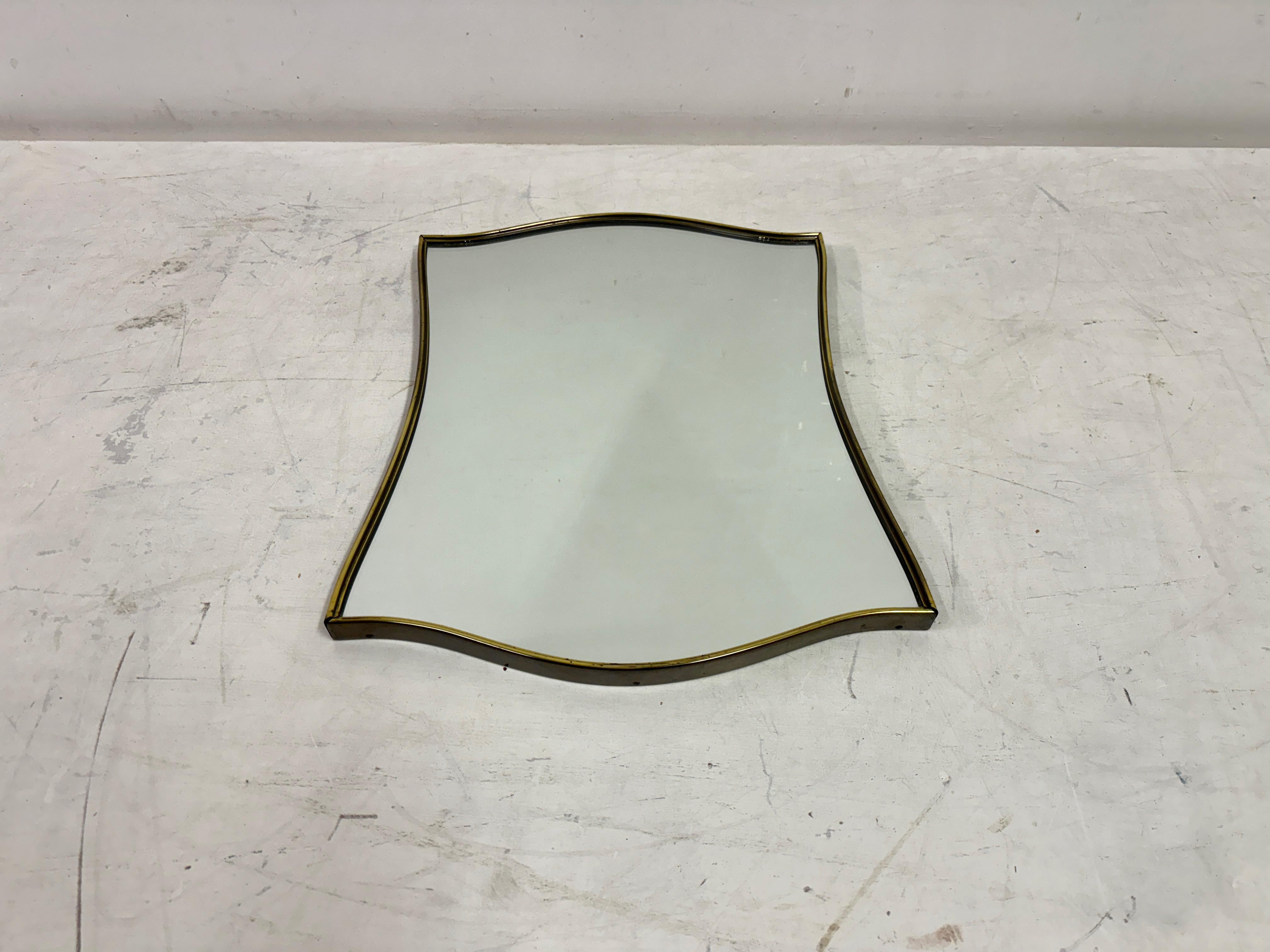 Mid-Century Modern 1950s Italian Brass Mirror For Sale