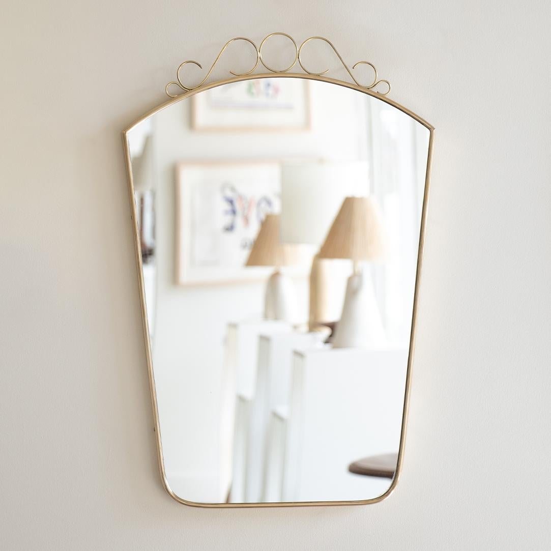 Mid-Century Modern 1950s Italian Brass Mirror