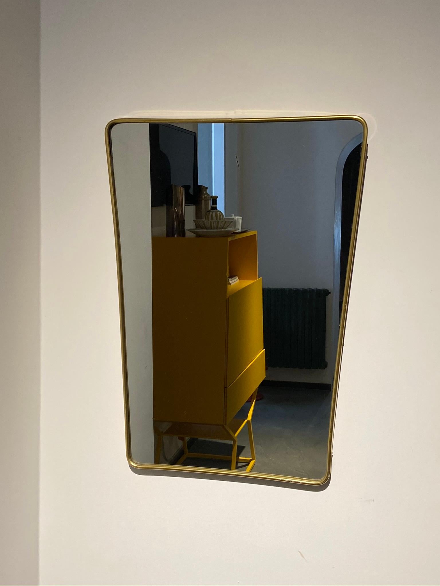 Mid-Century Modern 1950s Italian Brass Mirror