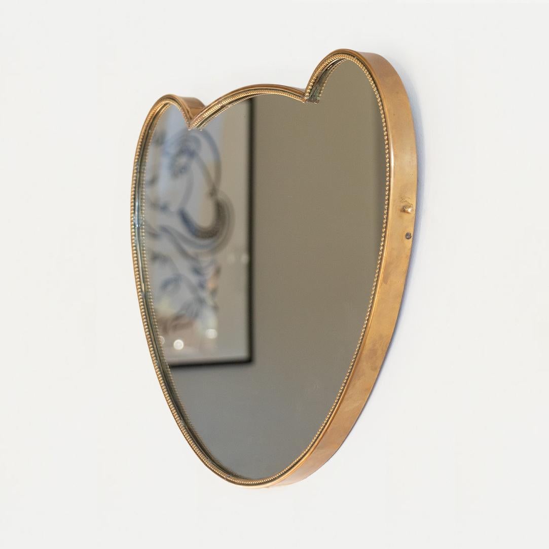 1950s Italian Brass Mirror In Good Condition For Sale In Los Angeles, CA