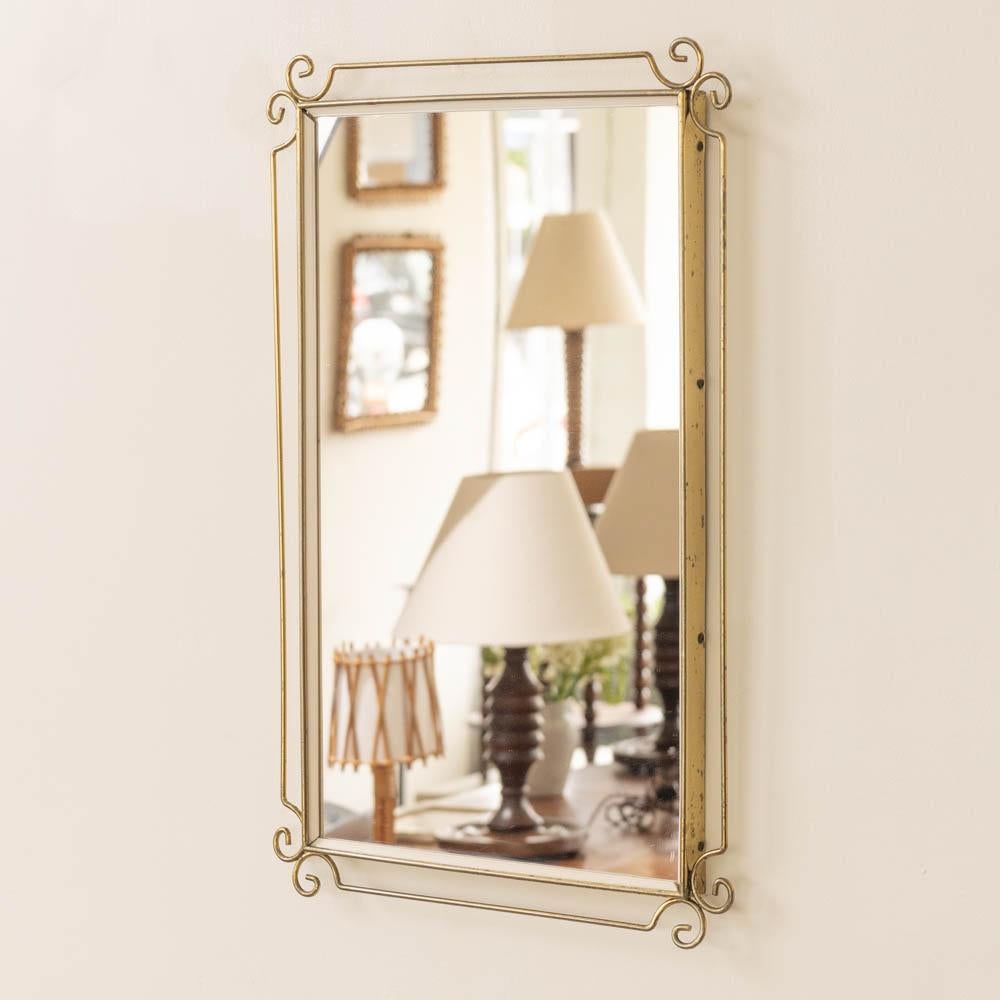 Miroir en laiton italien des années 1950 Bon état - En vente à Los Angeles, CA