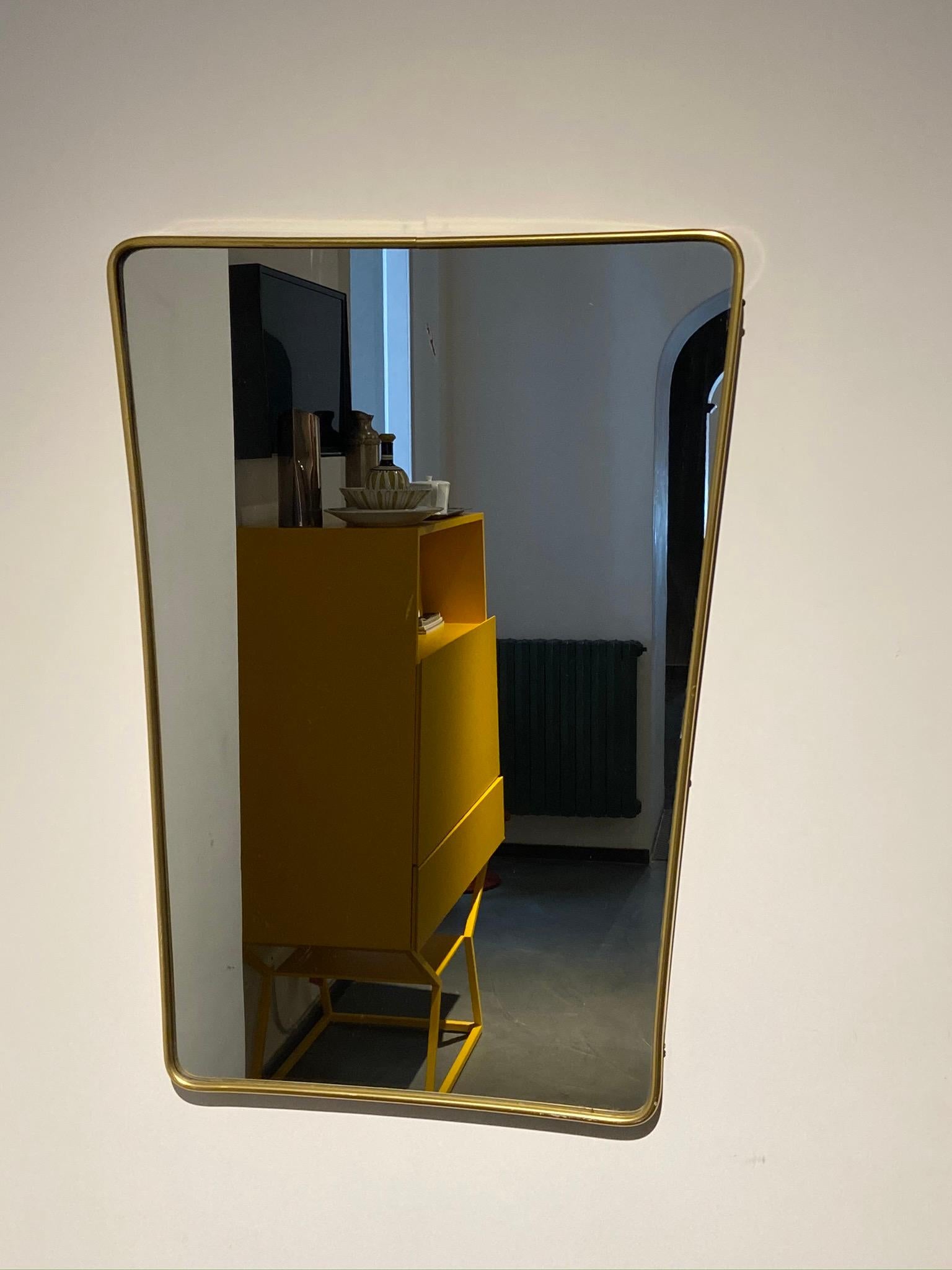 1950s Italian Brass Mirror In Good Condition In Naples, IT