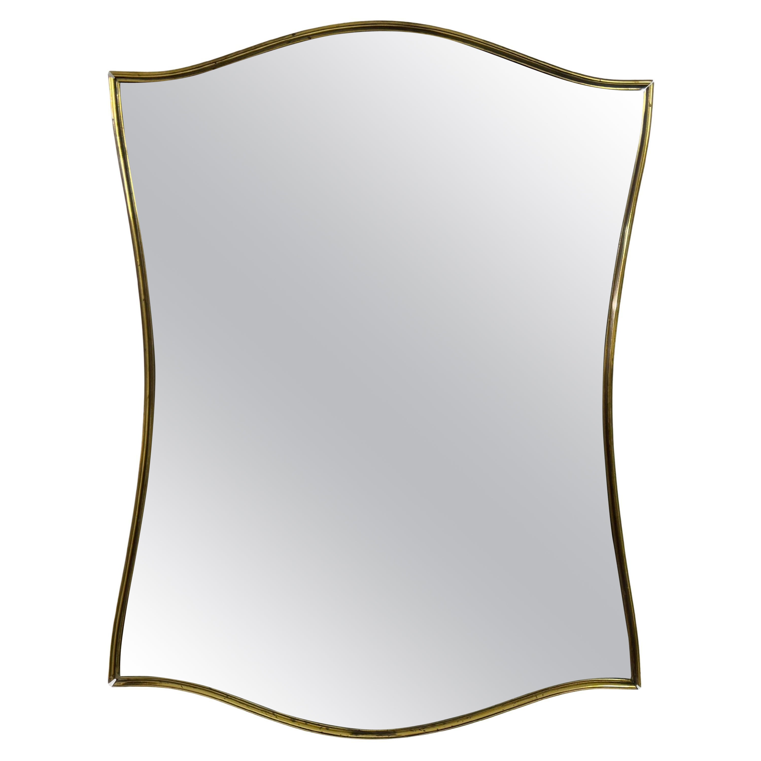 Miroir en laiton italien des années 1950