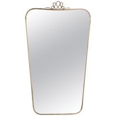 Retro 1950s Italian Brass Mirror in the Style of Gio Ponti