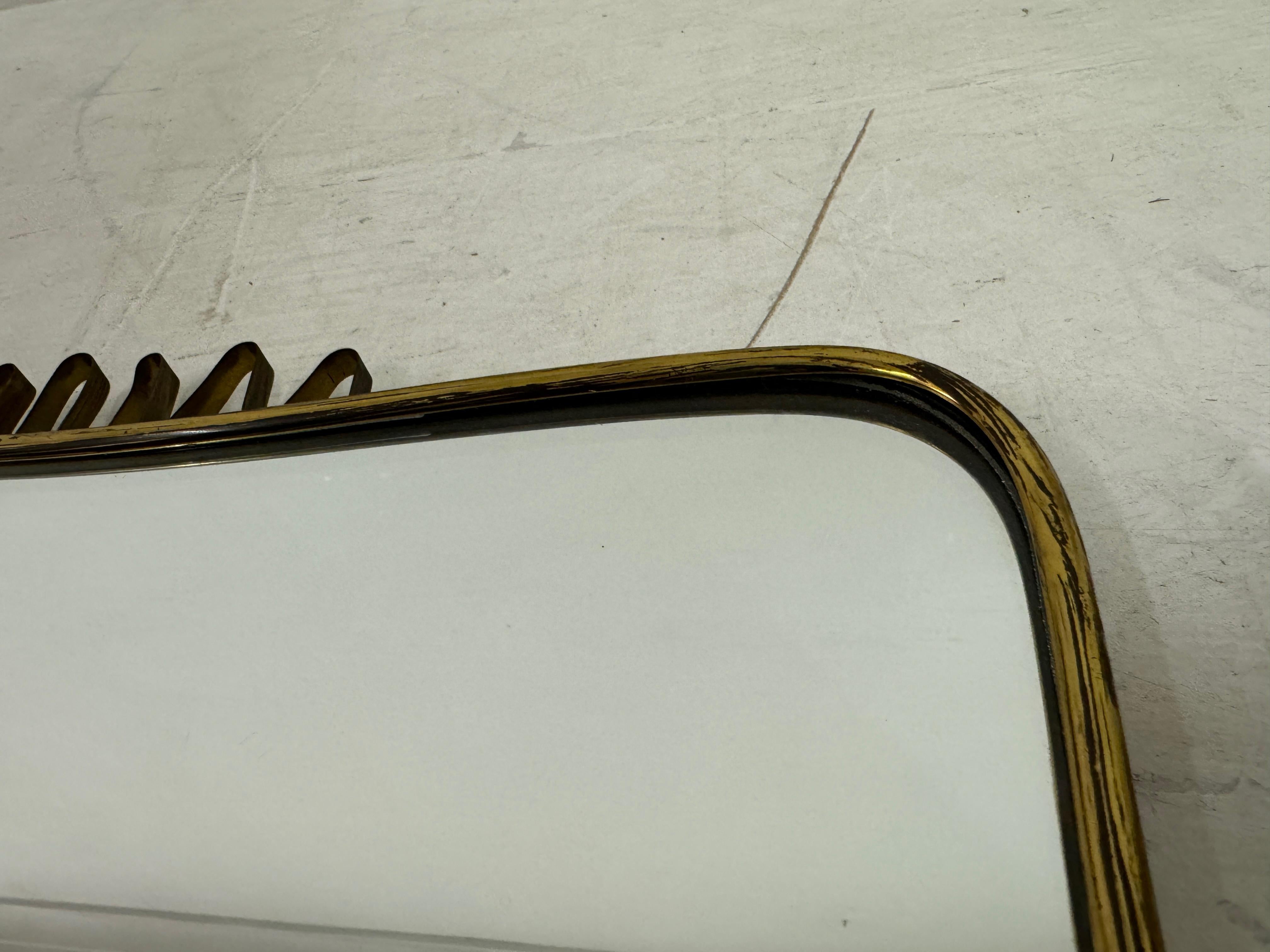 1950s Italian Brass Mirror with Squiggle For Sale 5