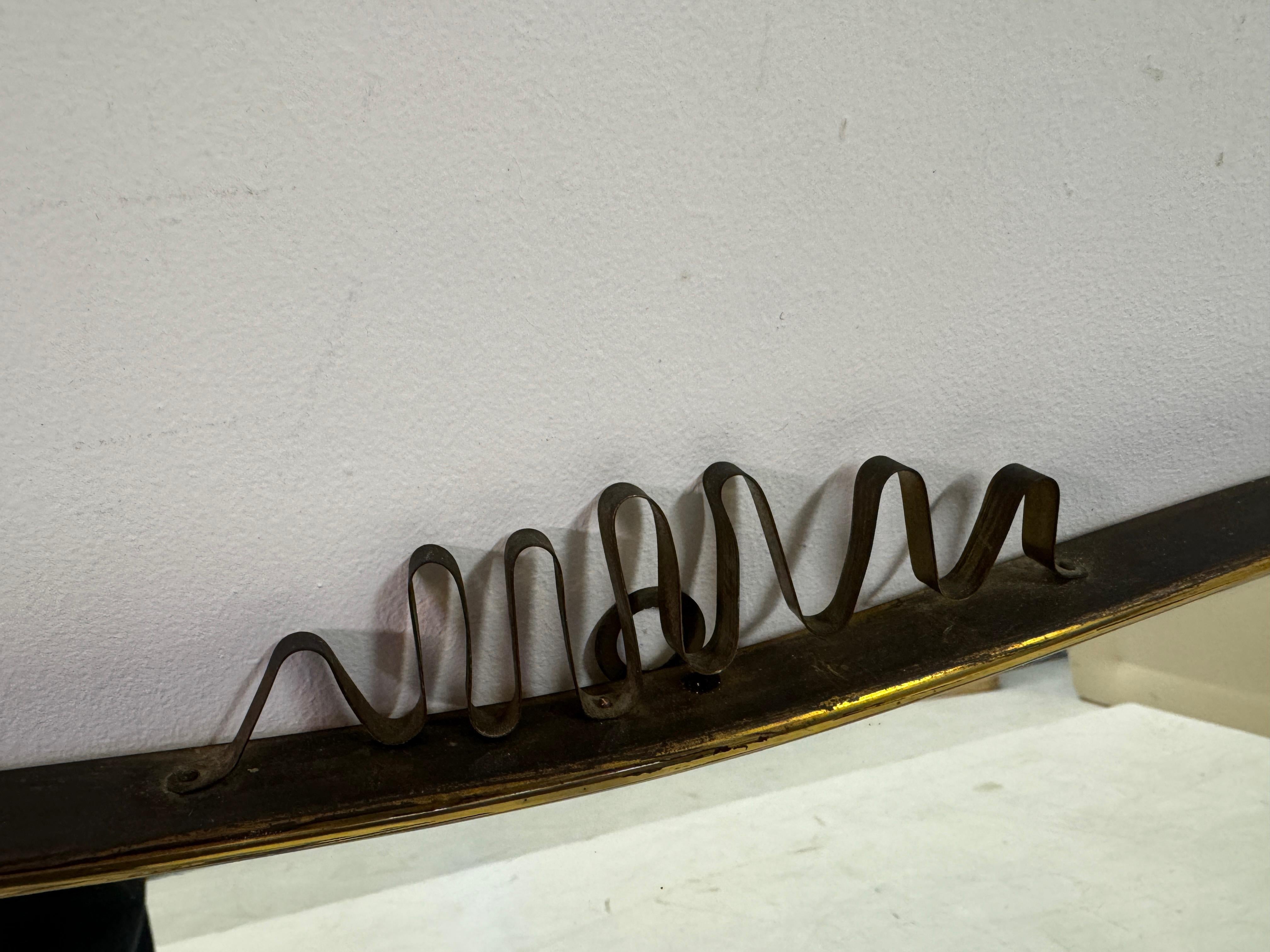 1950s Italian Brass Mirror with Squiggle For Sale 7