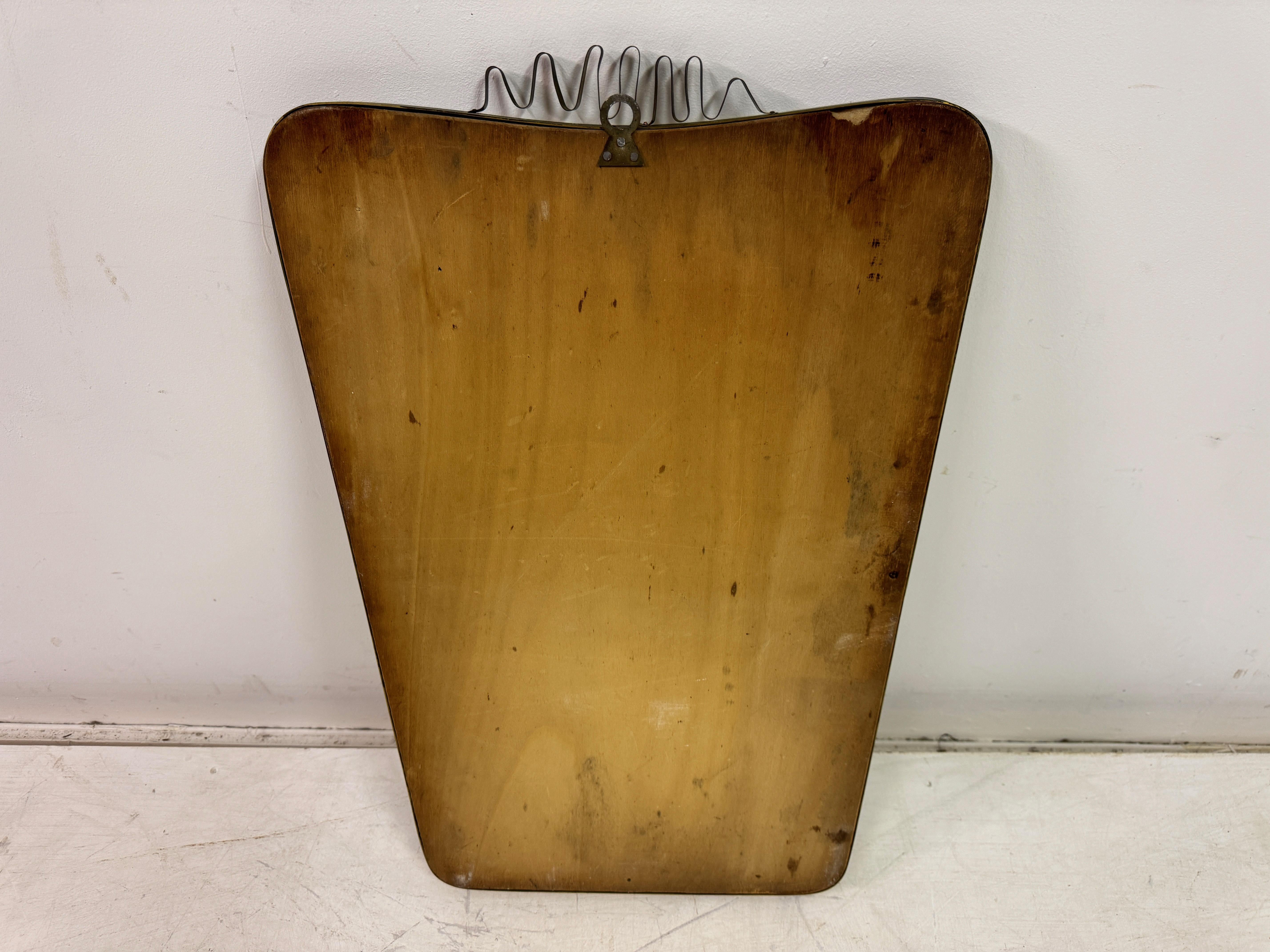 1950s Italian Brass Mirror with Squiggle For Sale 8