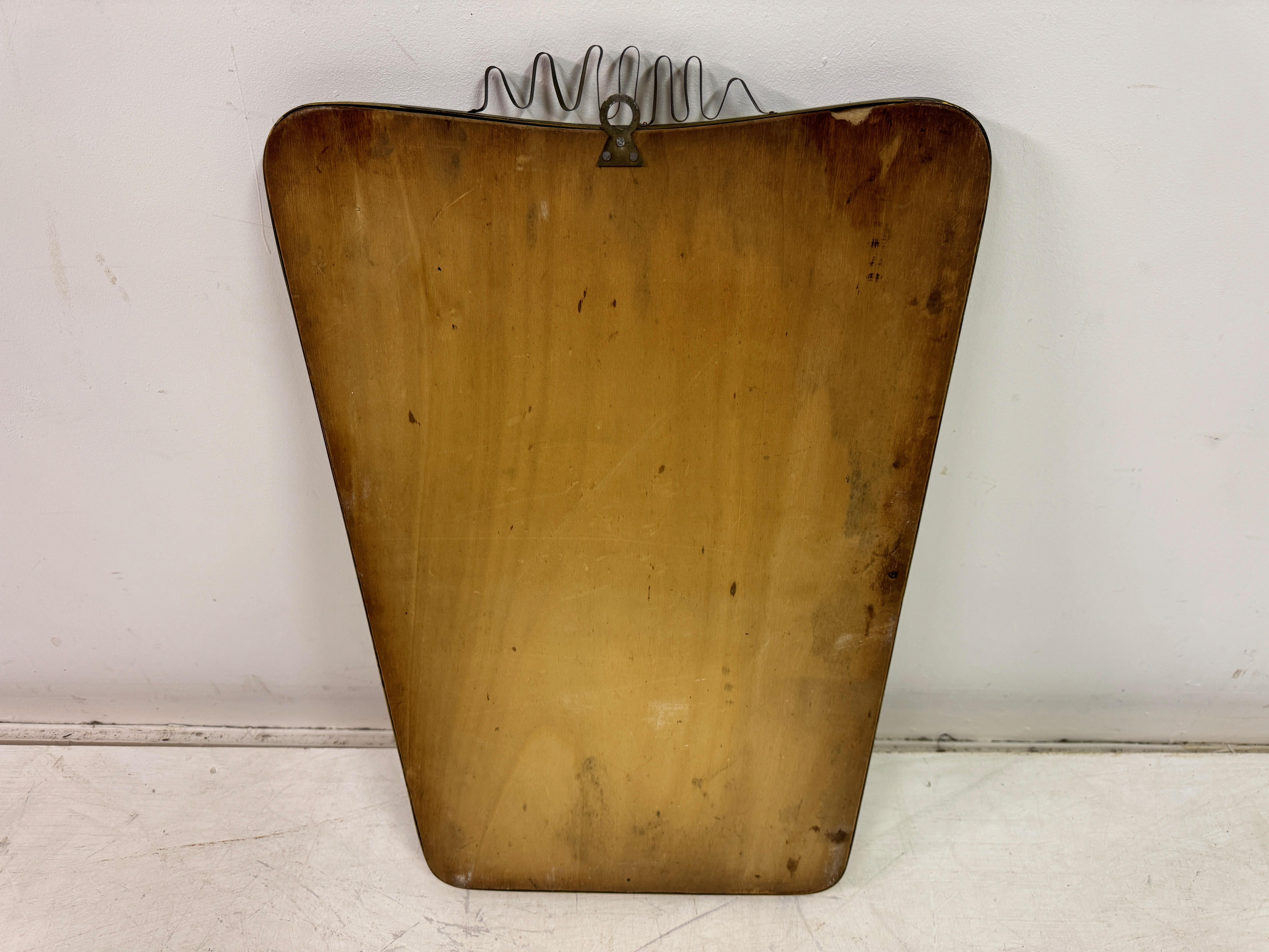 1950s Italian Brass Mirror with Squiggle 8