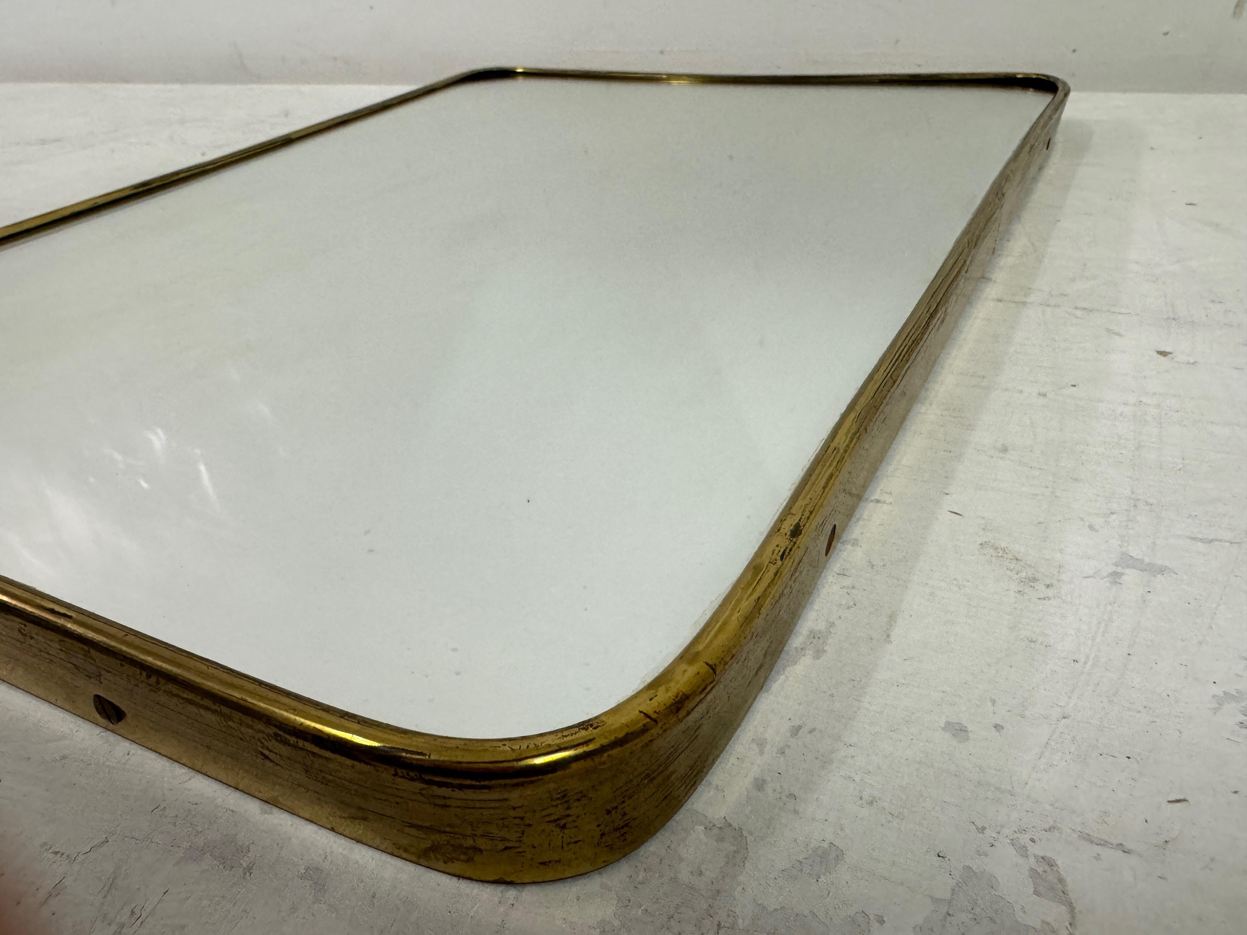 20th Century 1950s Italian Brass Mirror with Squiggle For Sale