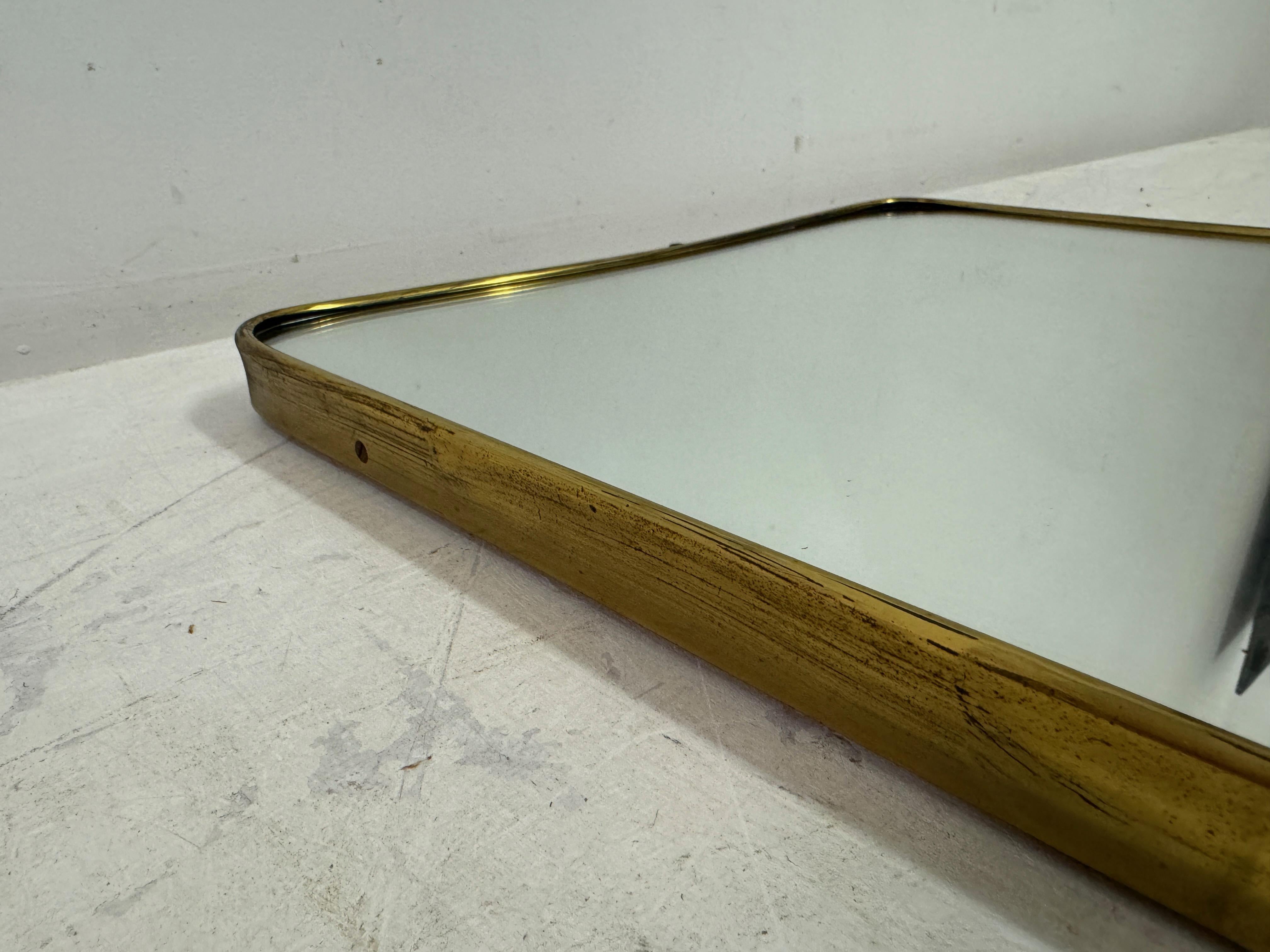 1950s Italian Brass Mirror with Squiggle For Sale 2