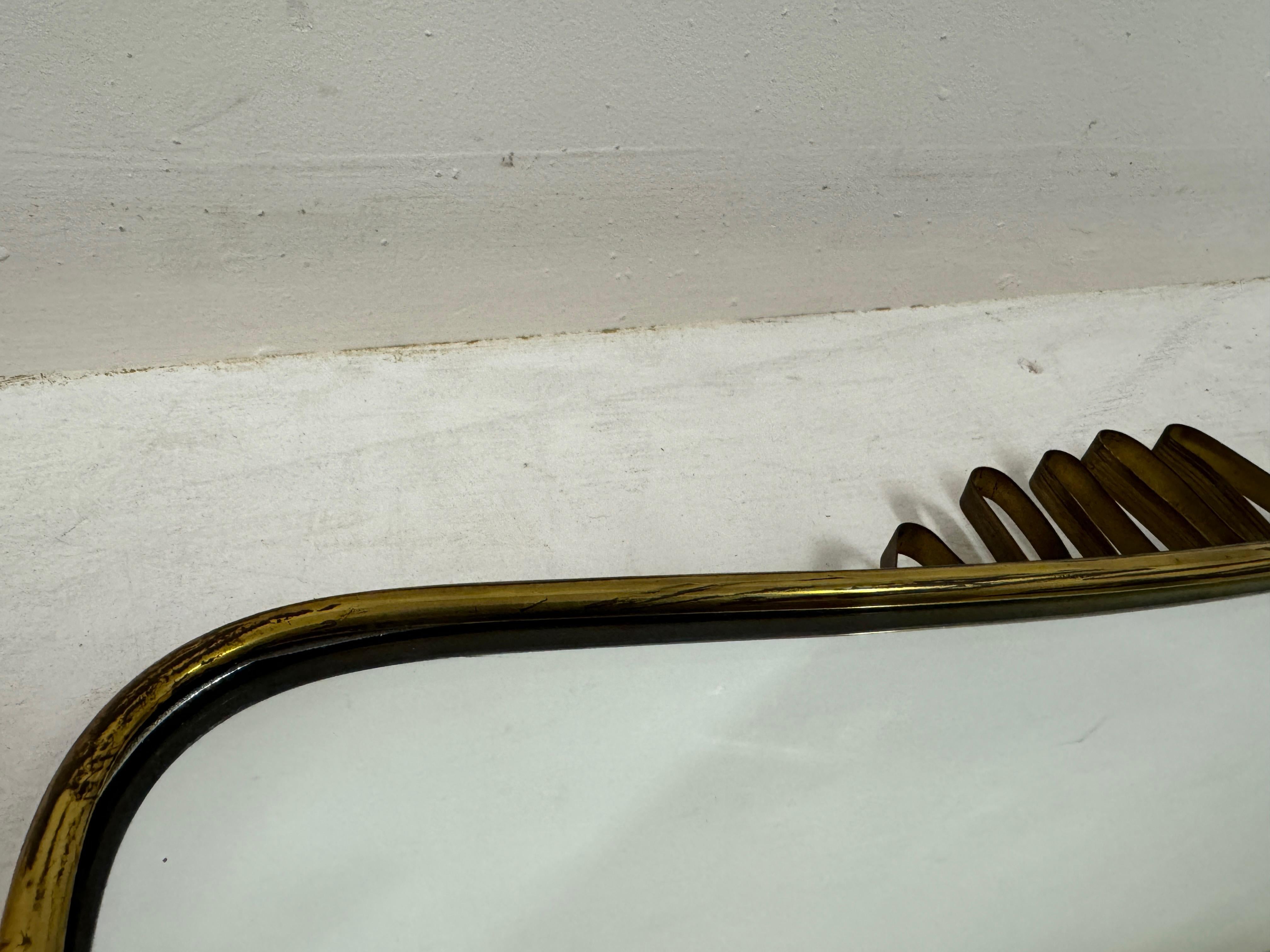 1950s Italian Brass Mirror with Squiggle For Sale 3