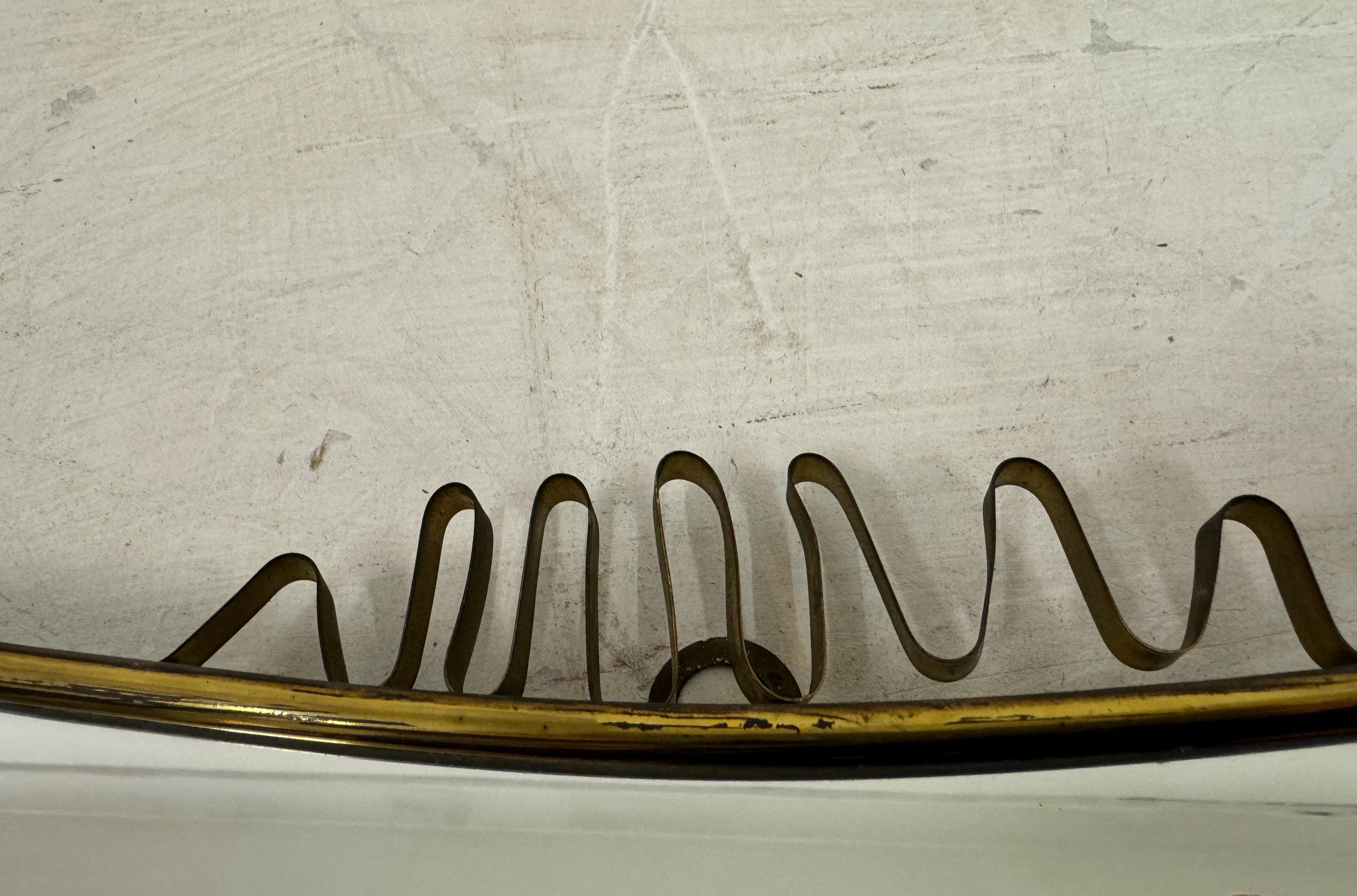 1950s Italian Brass Mirror with Squiggle For Sale 4