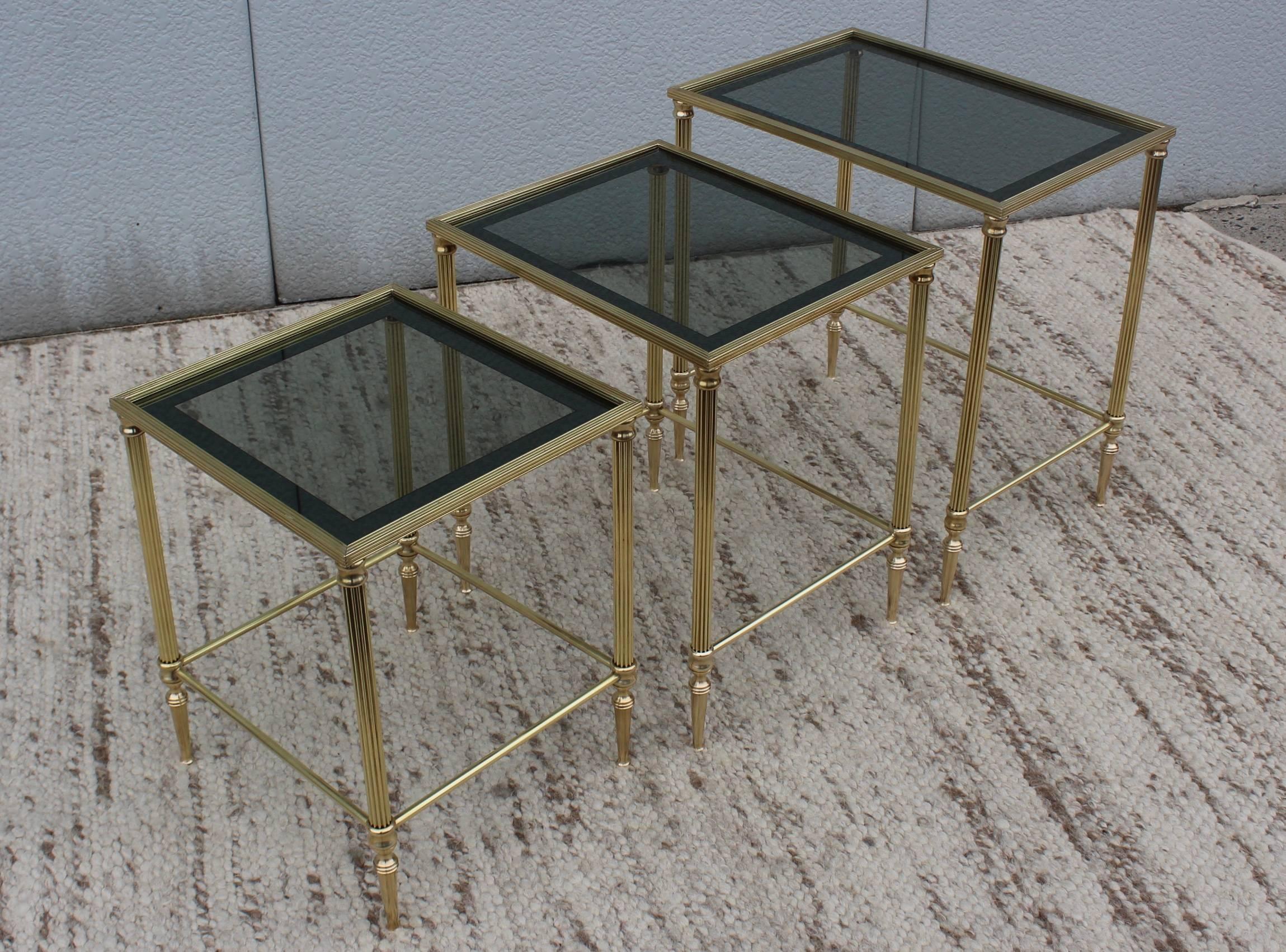 Mid-Century Modern 1950s Italian Brass Nesting Tables