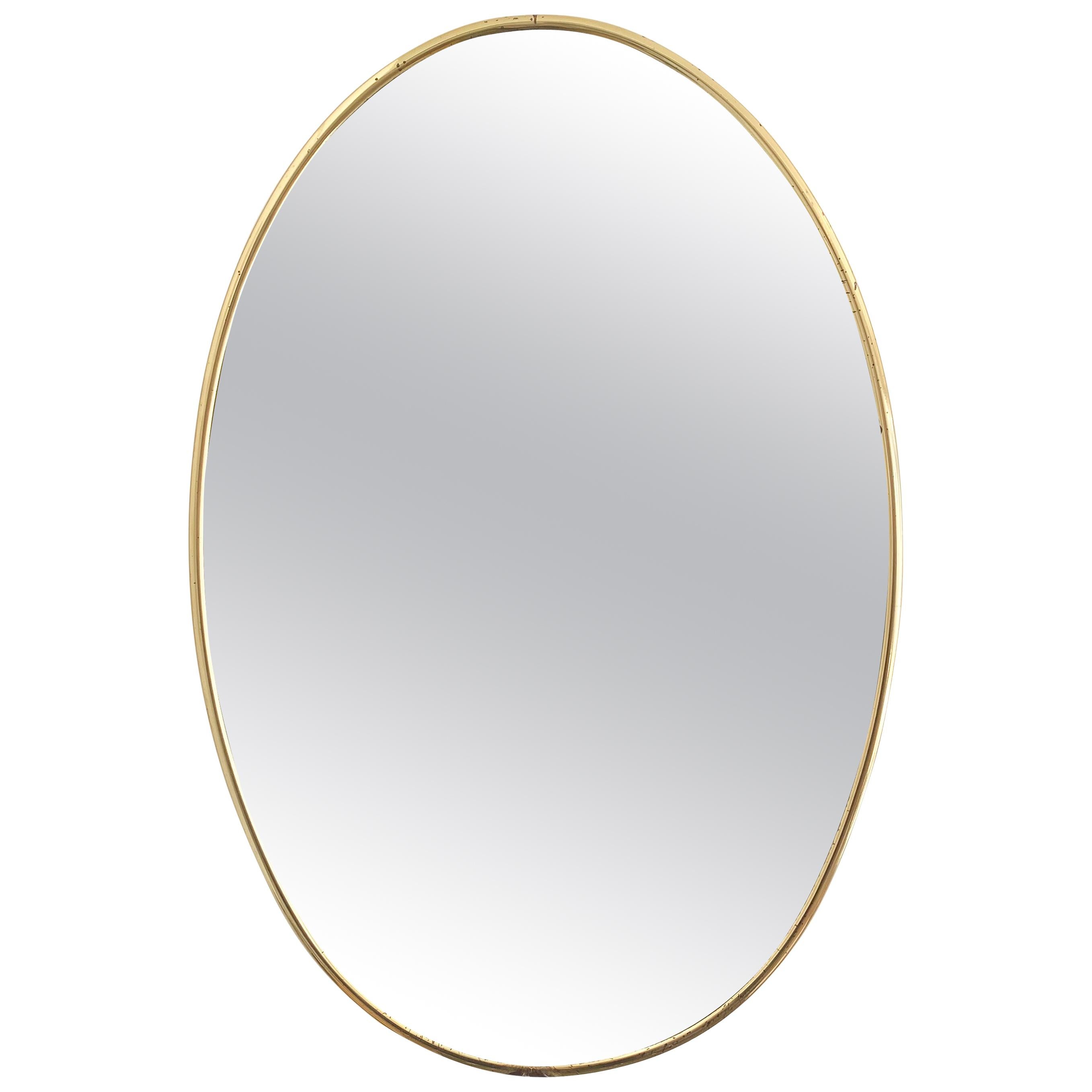 1950s Italian Brass Oval Mirror