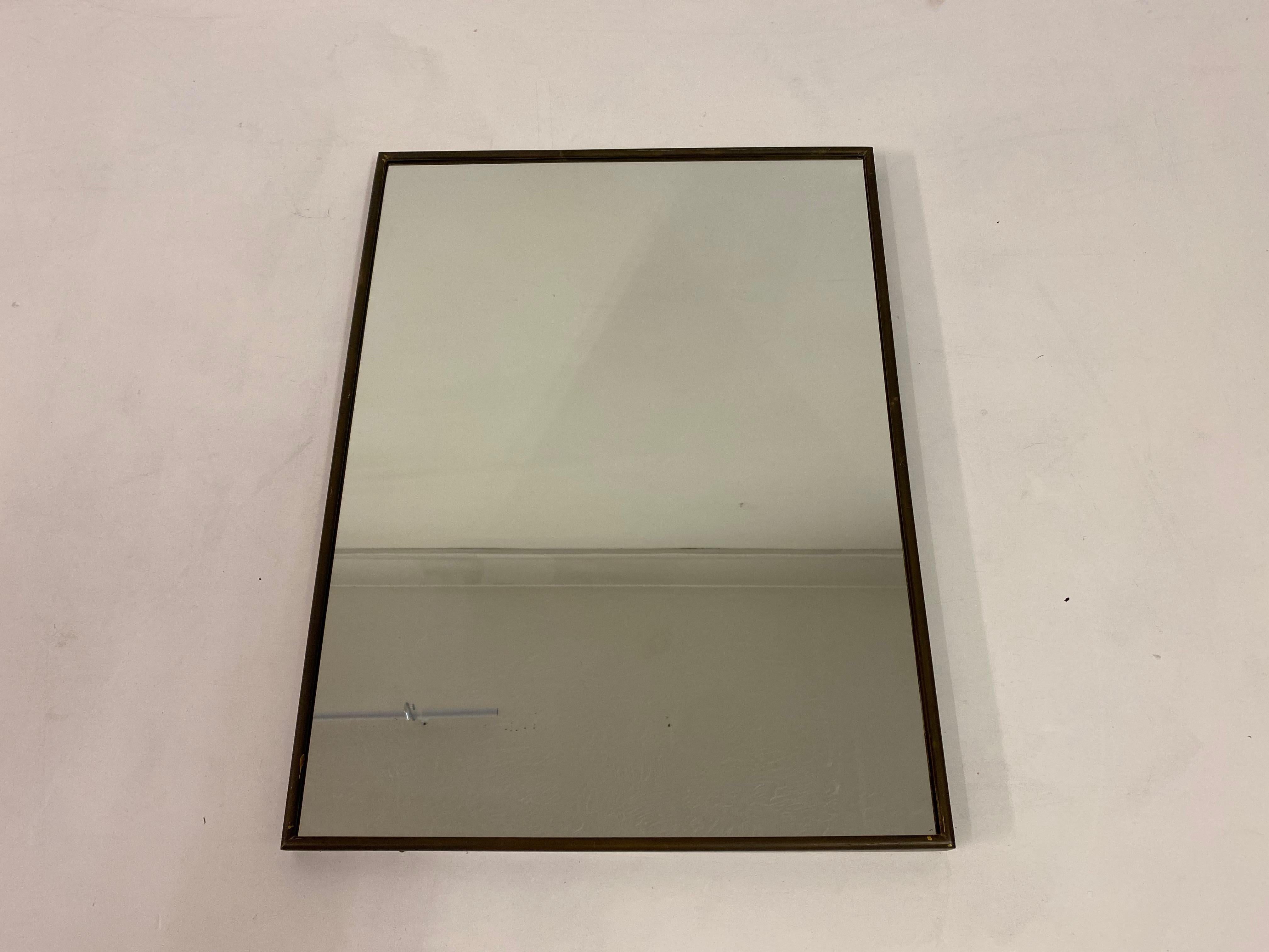 Mid-Century Modern 1950S Italian Brass Rectangular Mirror