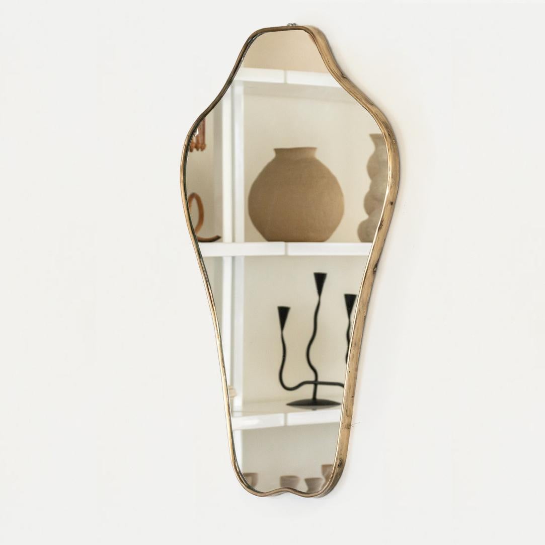 Mid-Century Modern 1950s Italian Brass Shield Mirror