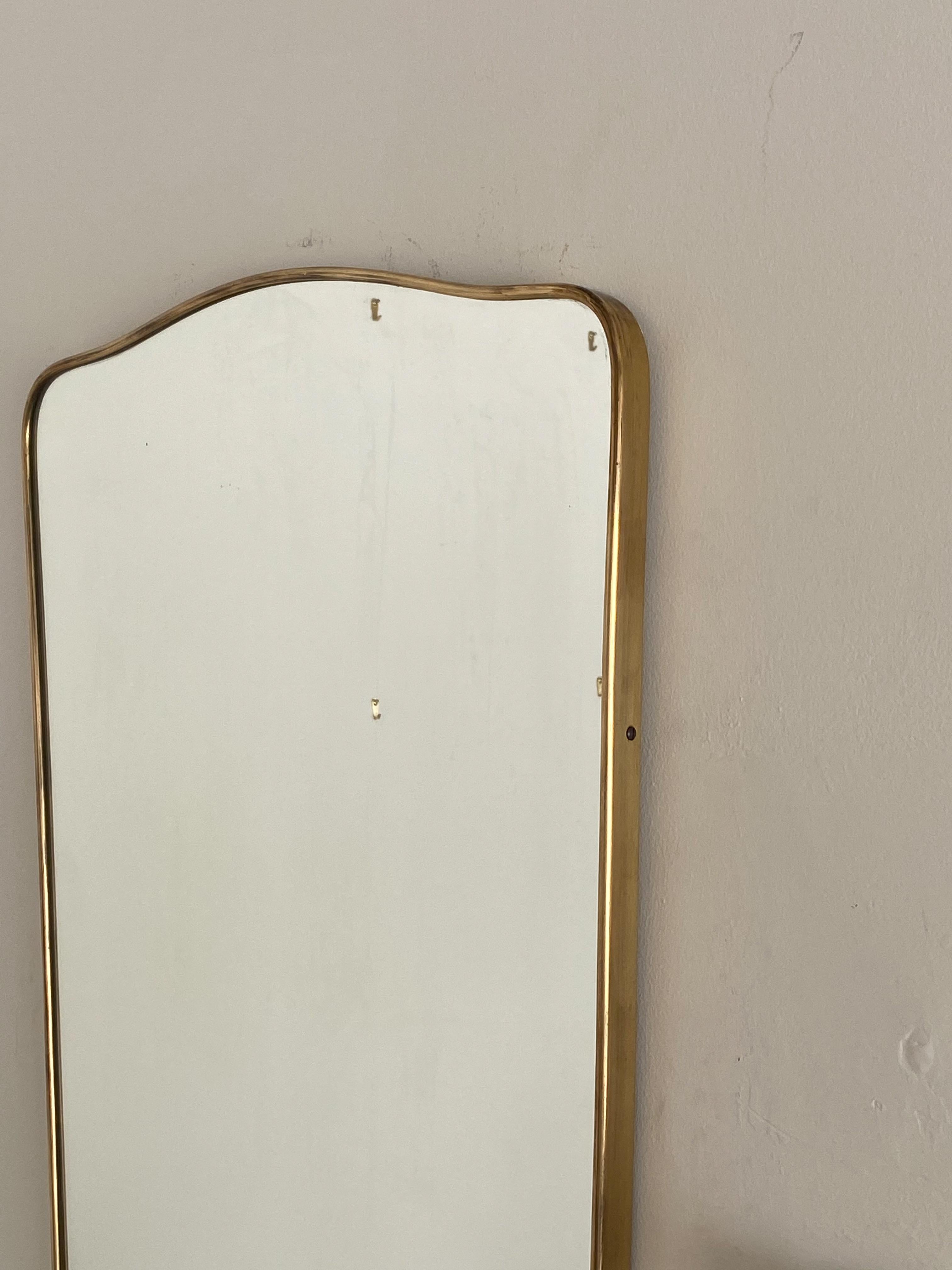 Mid-20th Century 1950s Italian Brass Shield Mirror