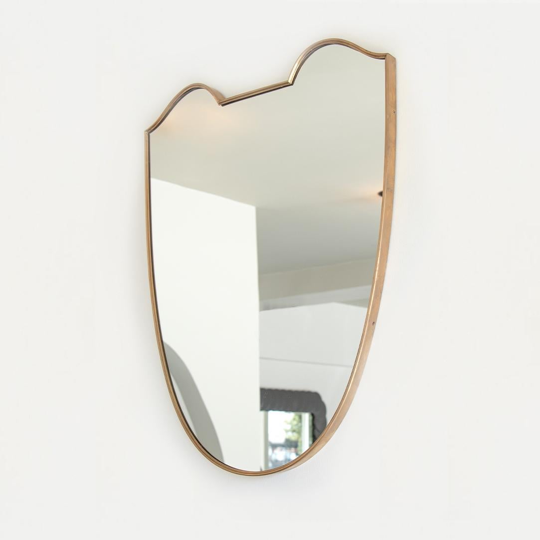 20th Century 1950s Italian Brass Shield Mirror