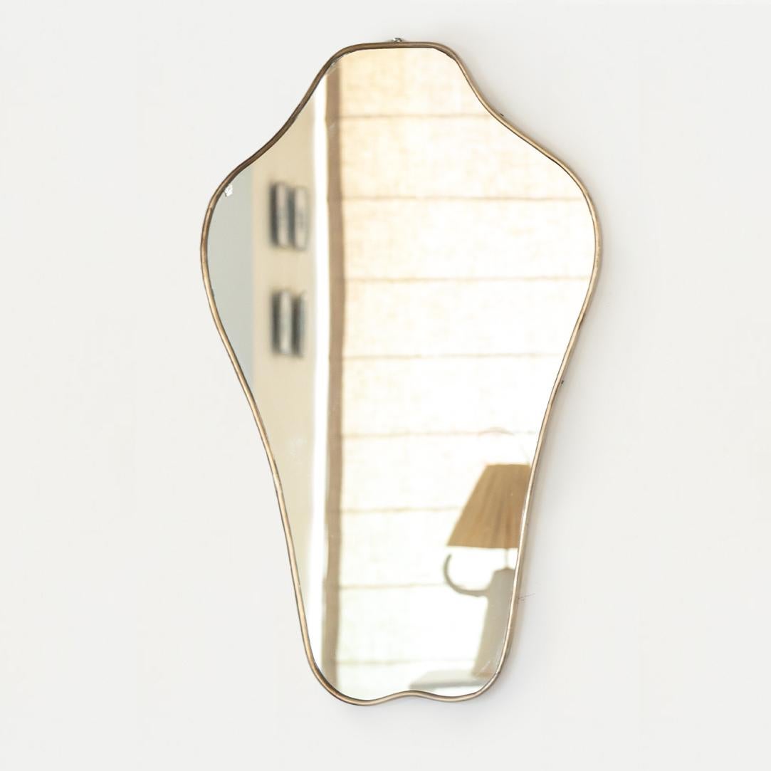 1950s Italian Brass Shield Mirror In Good Condition In Los Angeles, CA