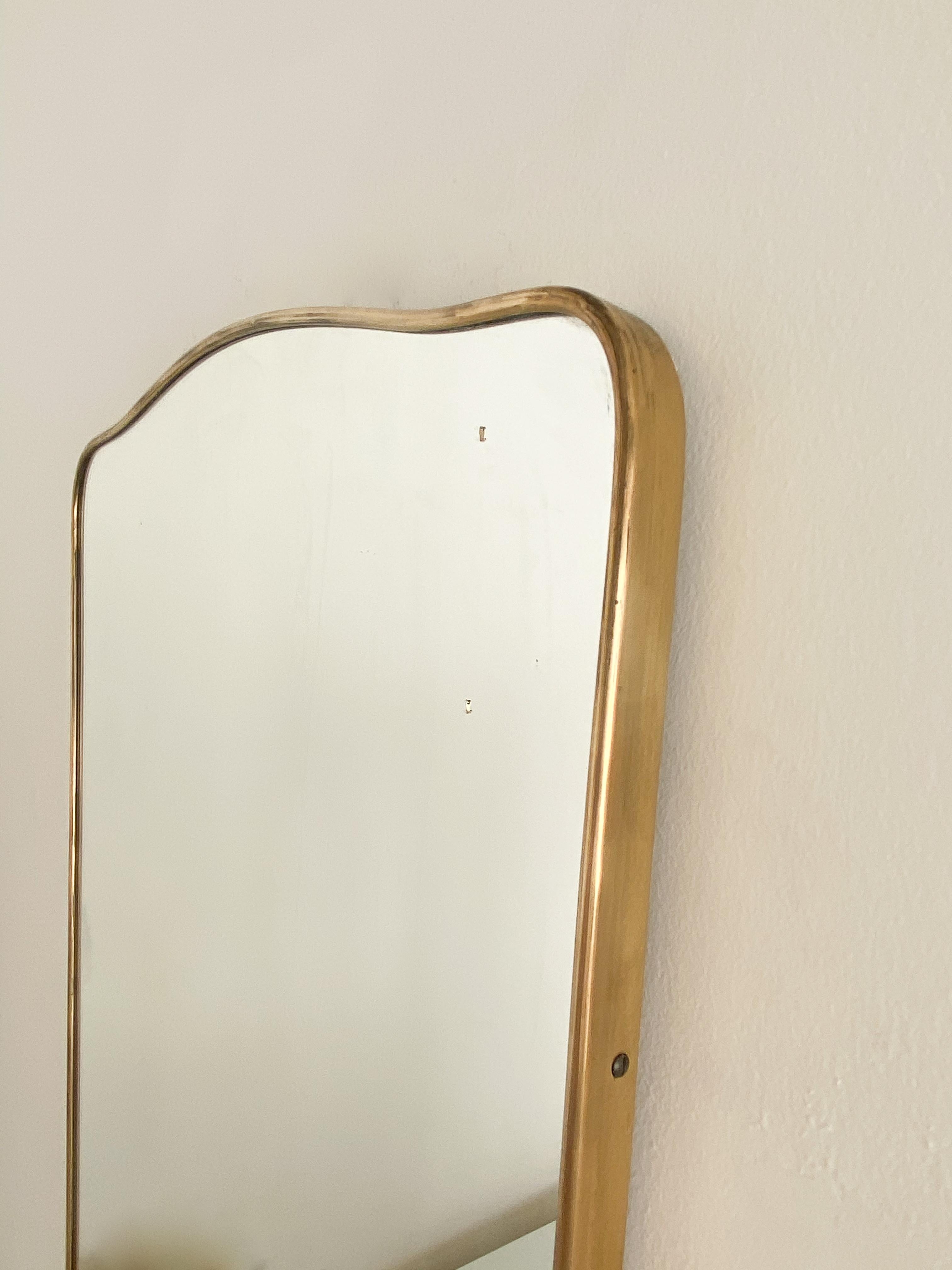 1950s Italian Brass Shield Mirror 1
