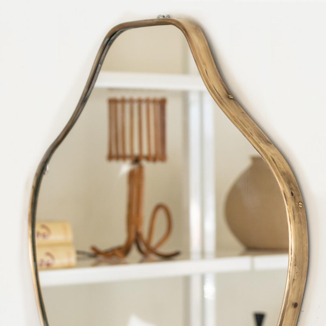 Mid-20th Century 1950s Italian Brass Shield Mirror