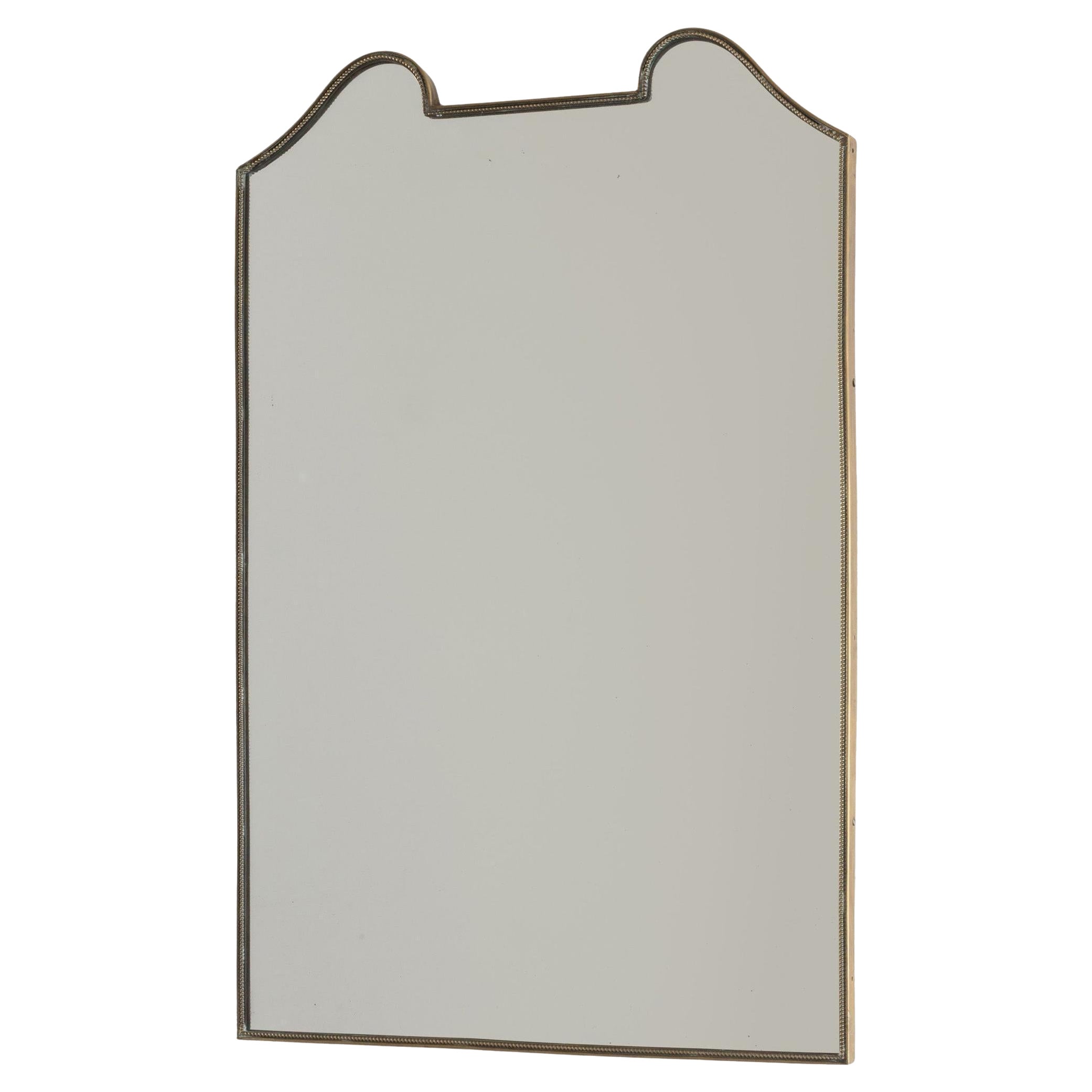 1950s Italian Brass Shield Mirror in the syle of Gio Ponti