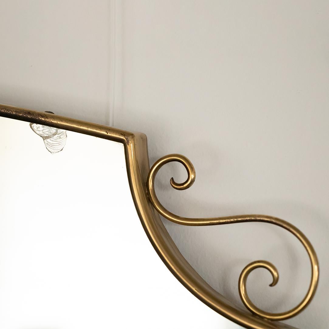 1950s Italian Brass Shield Mirror with Loop Detail 7